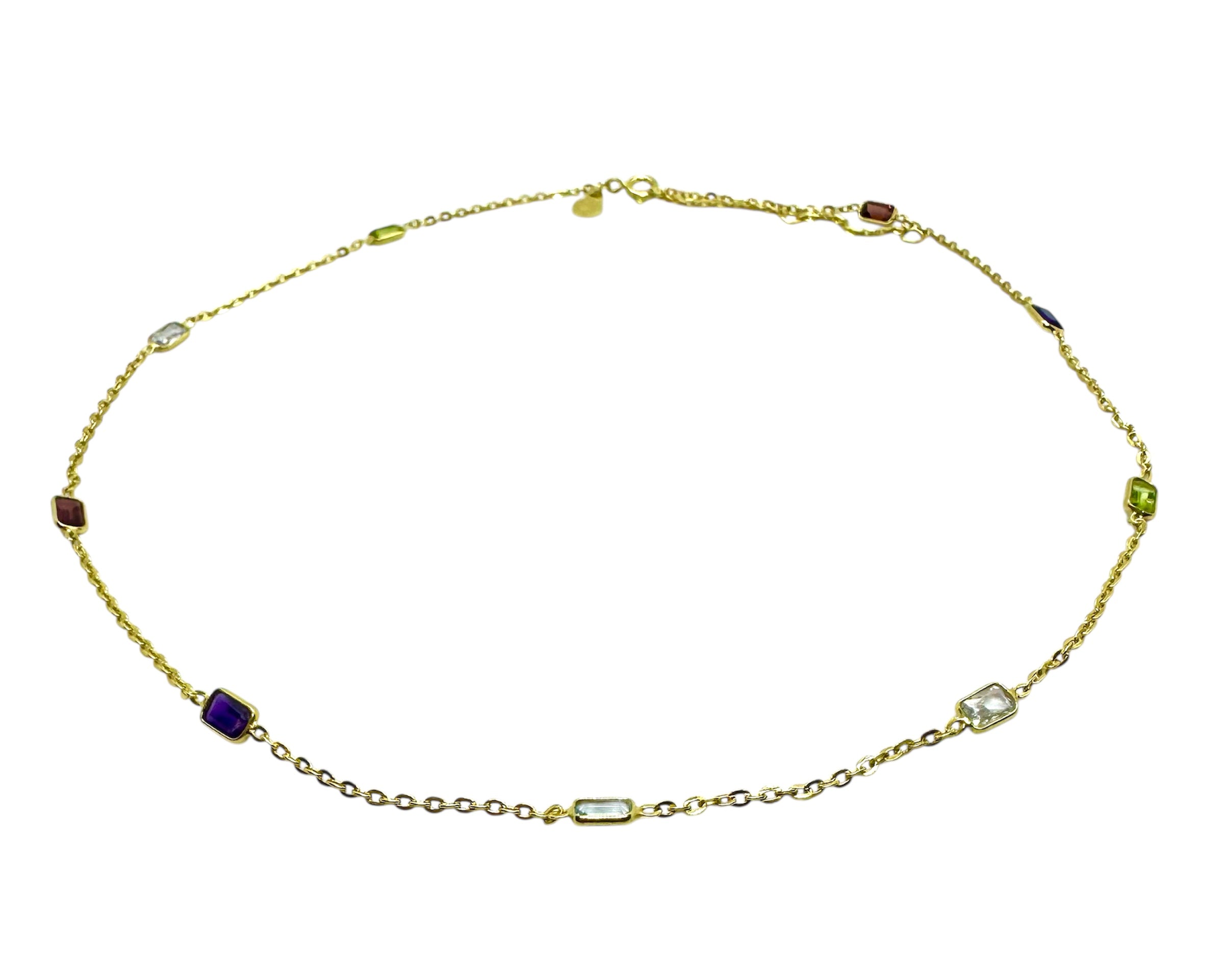 925 Sterling Silver Multi-Gemstone Necklace