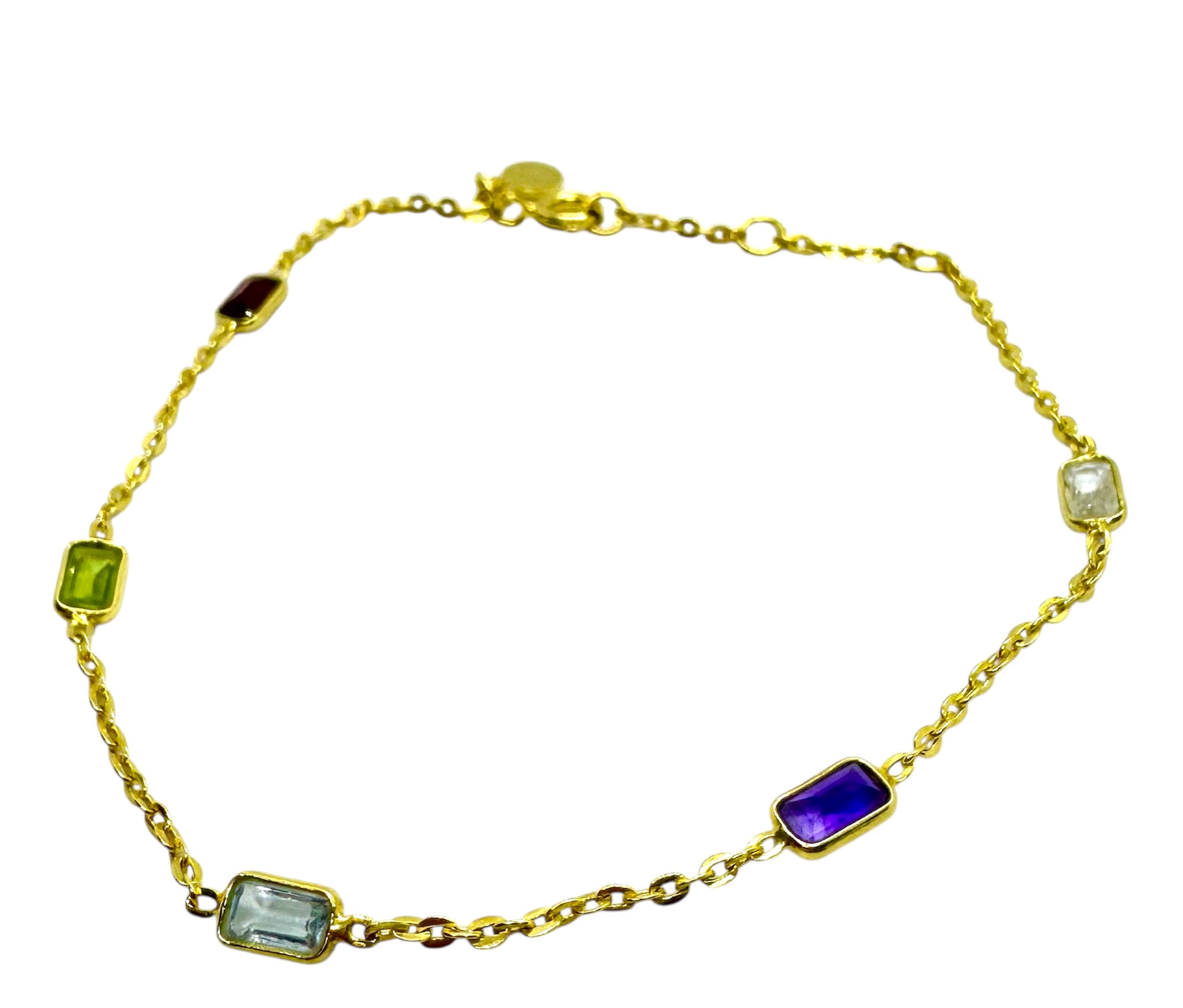 925 Sterling Silver Multi-Gemstone Bracelet