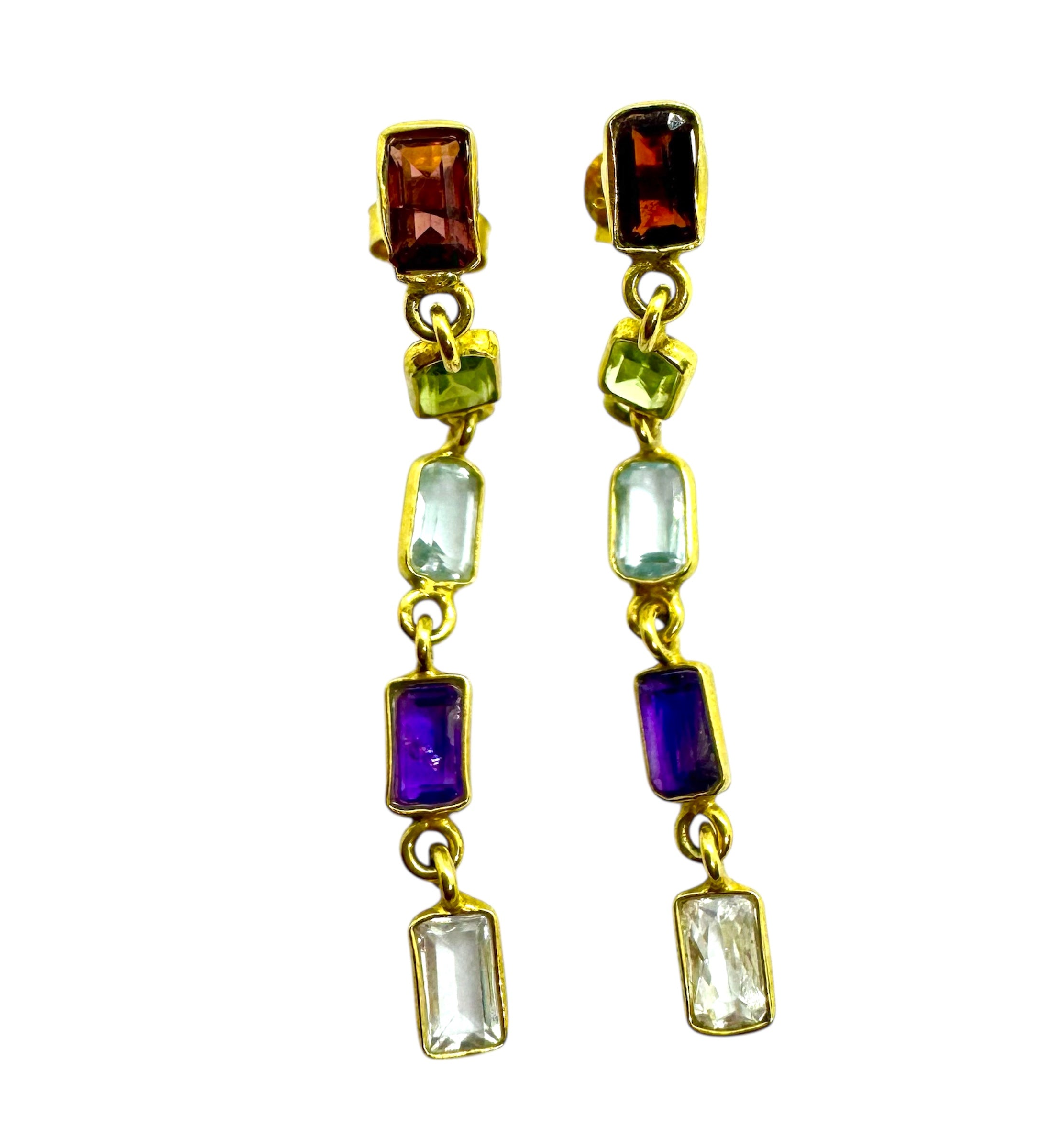 925 Sterling Silver Multi-Gemstone Earrings