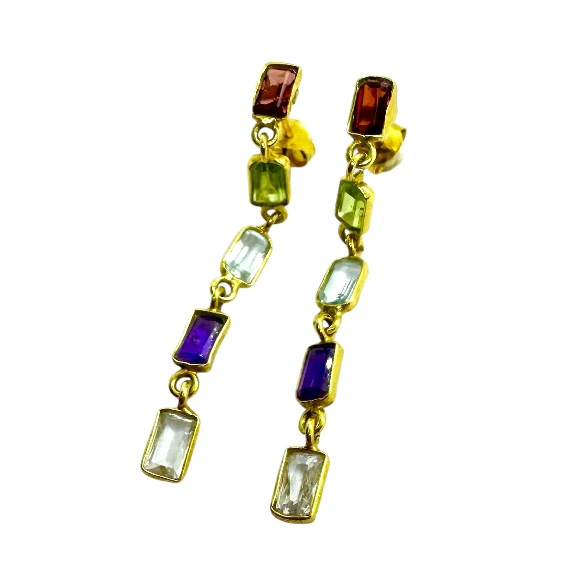 925 Sterling Silver Multi-Gemstone Earrings