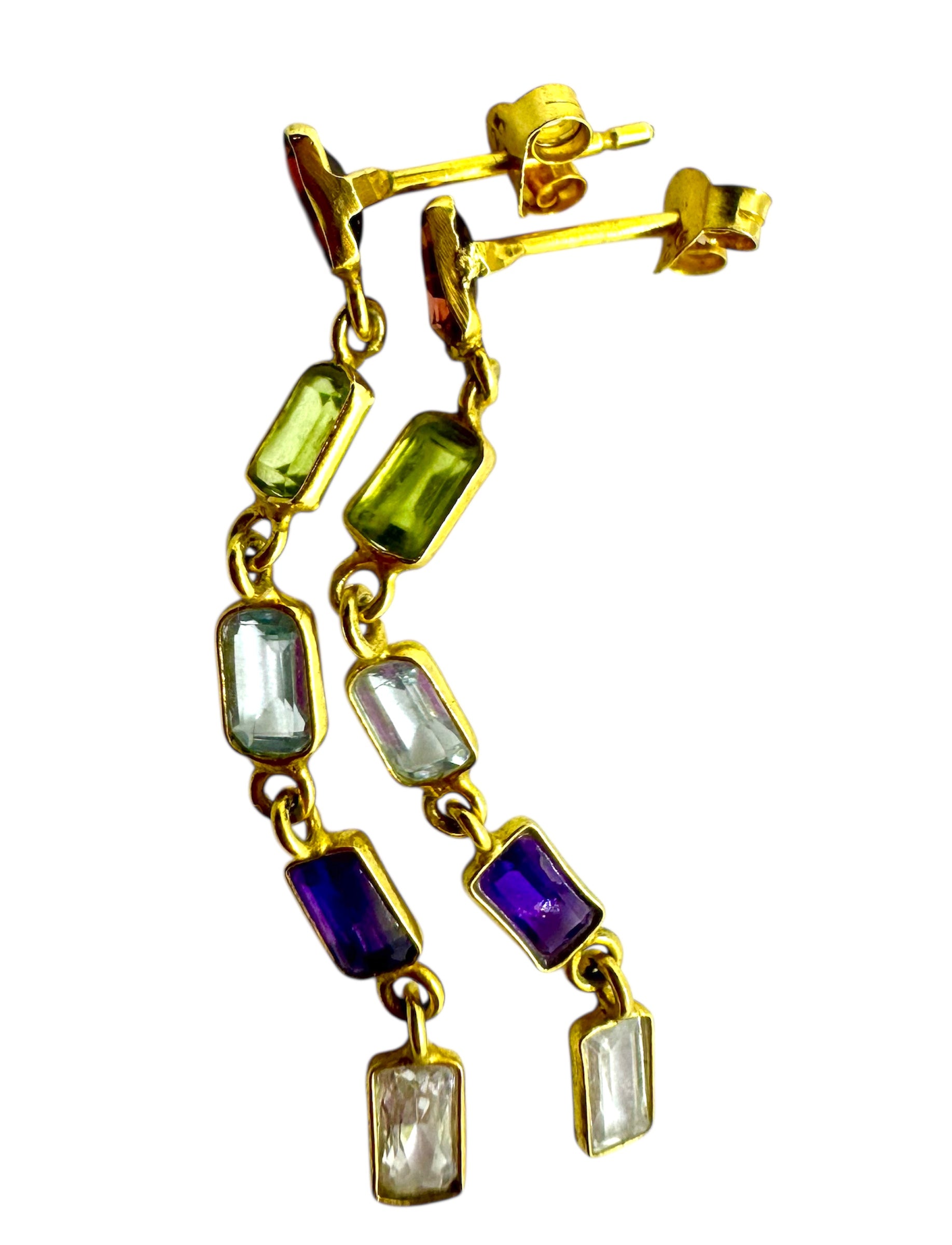 925 Sterling Silver Multi-Gemstone Earrings