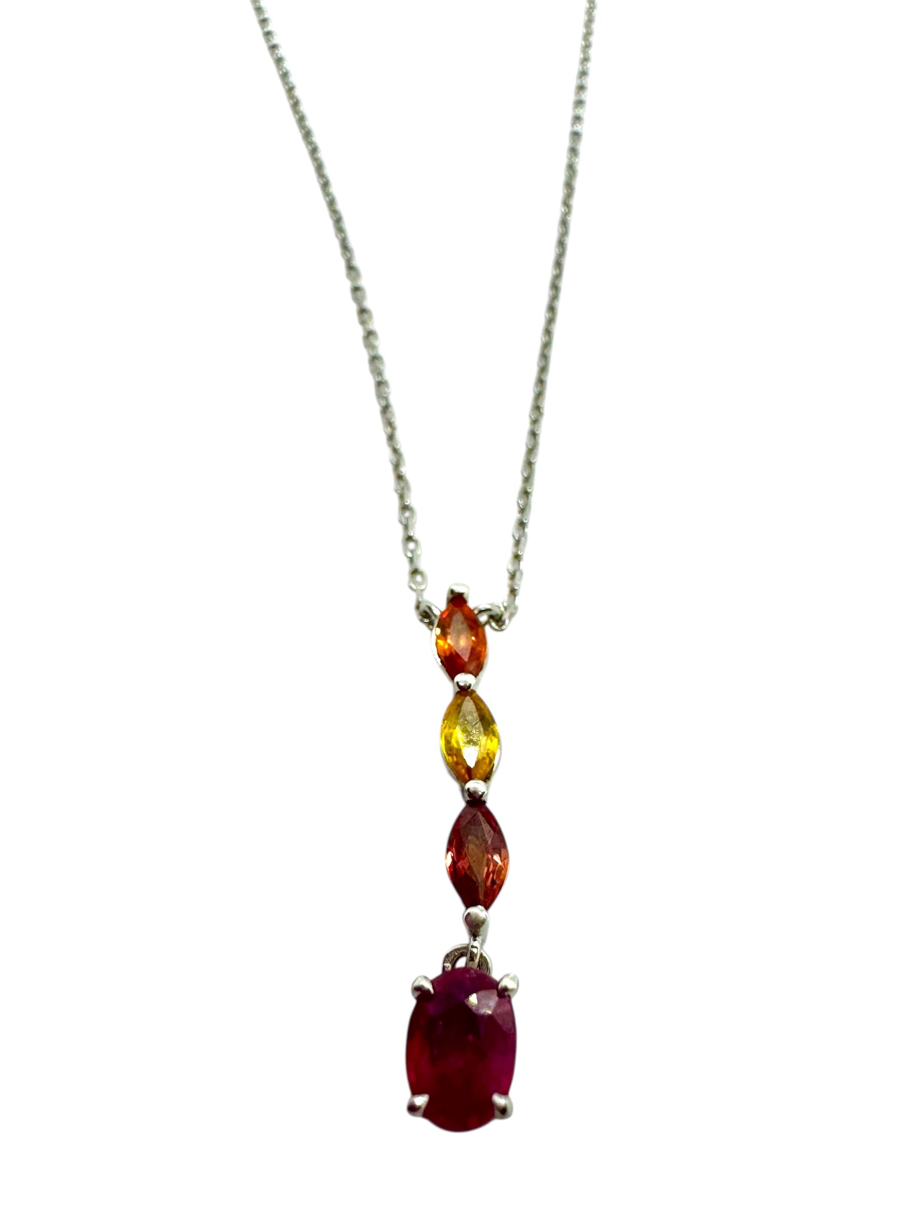 925 Sterling Silver Multi-Color Sapphire Necklace