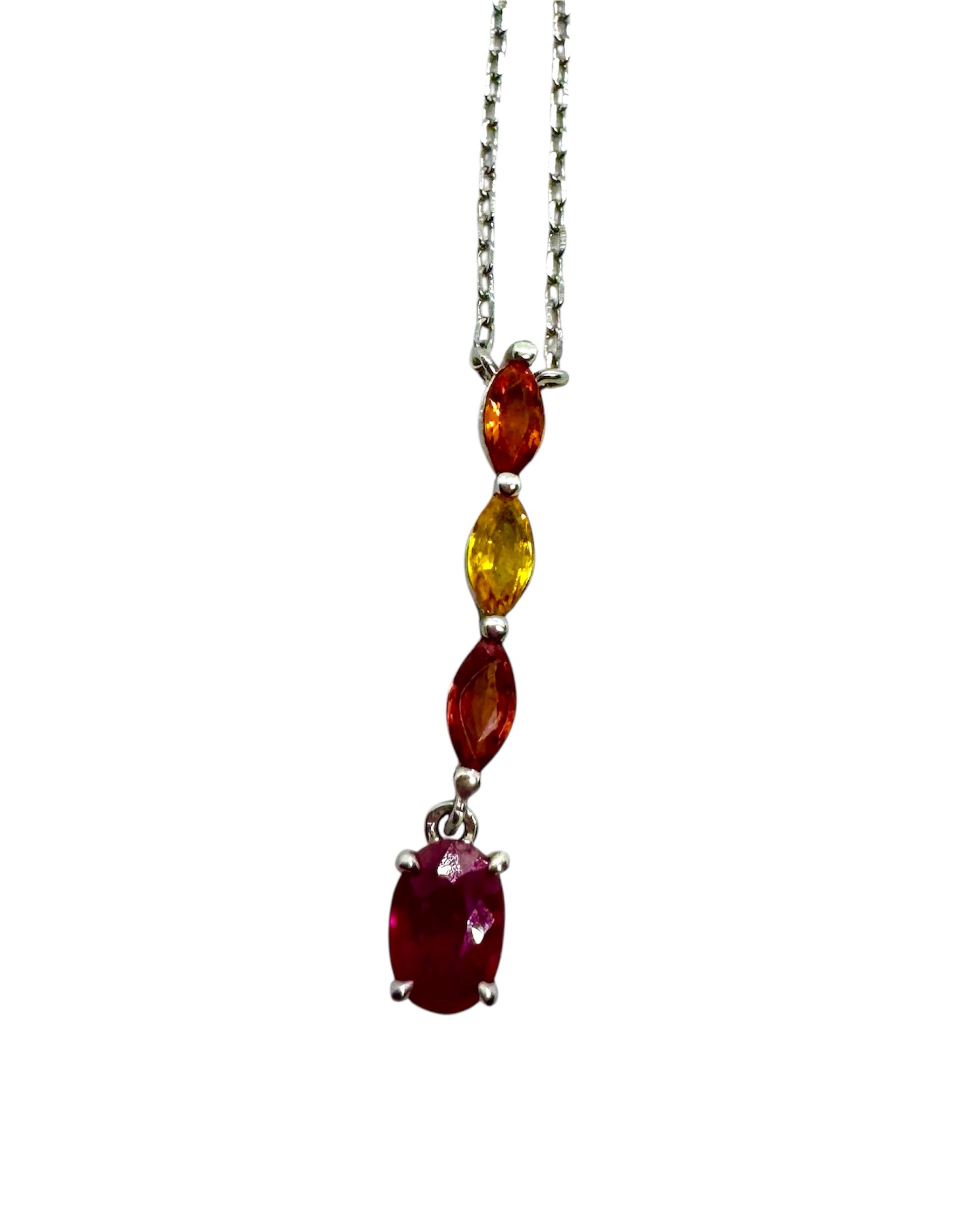 925 Sterling Silver Multi-Color Sapphire Necklace
