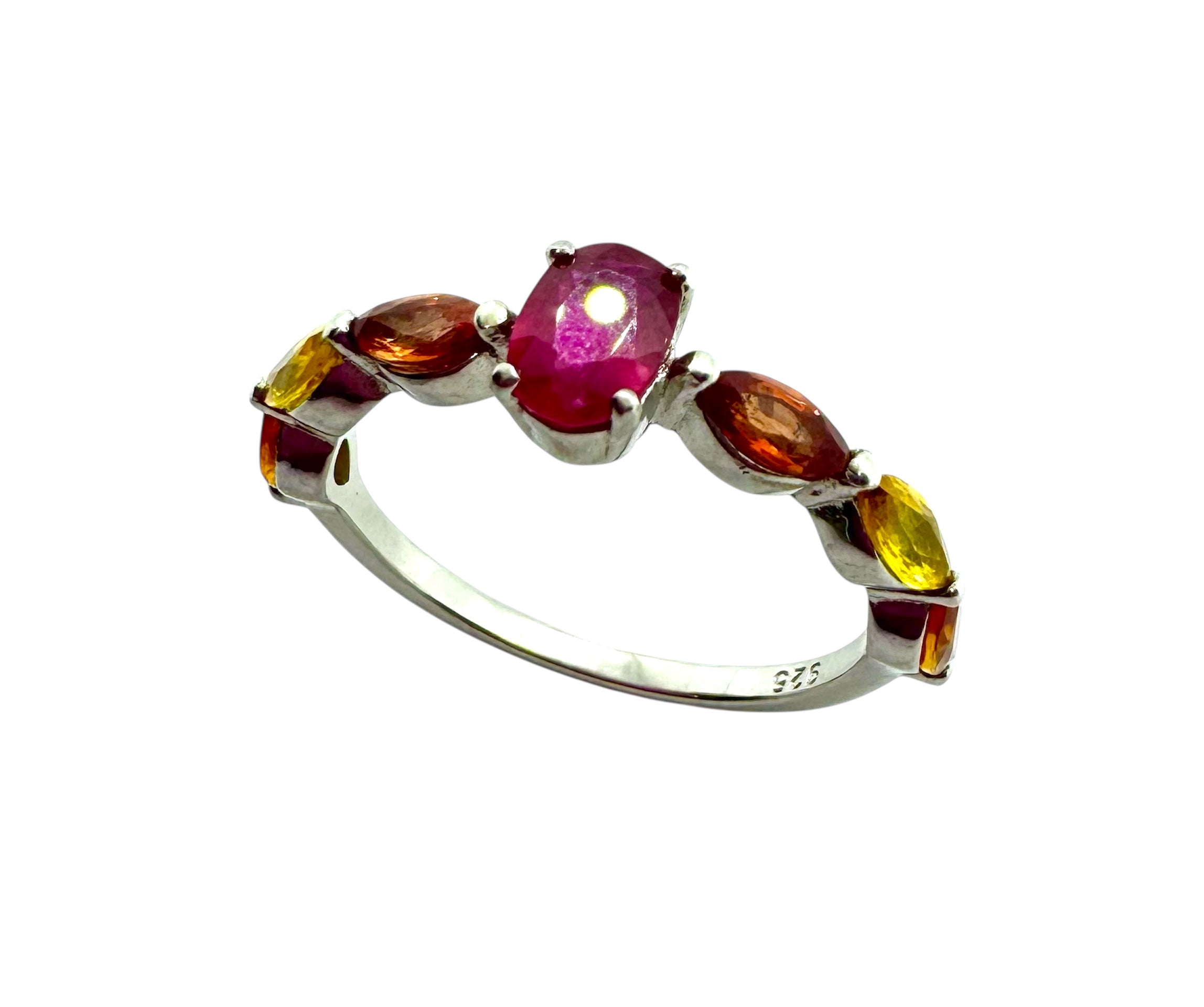 925 Sterling Silver Multi-Color Sapphire Ring
