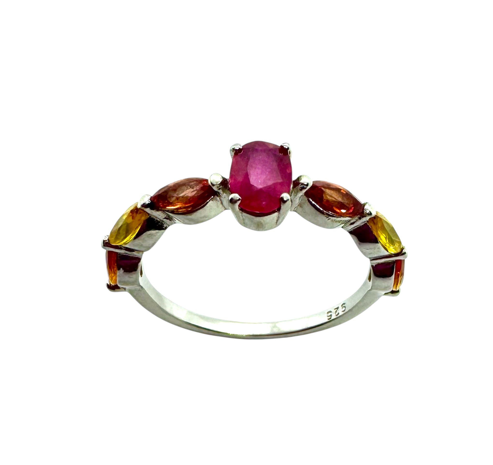 925 Sterling Silver Multi-Color Sapphire Ring