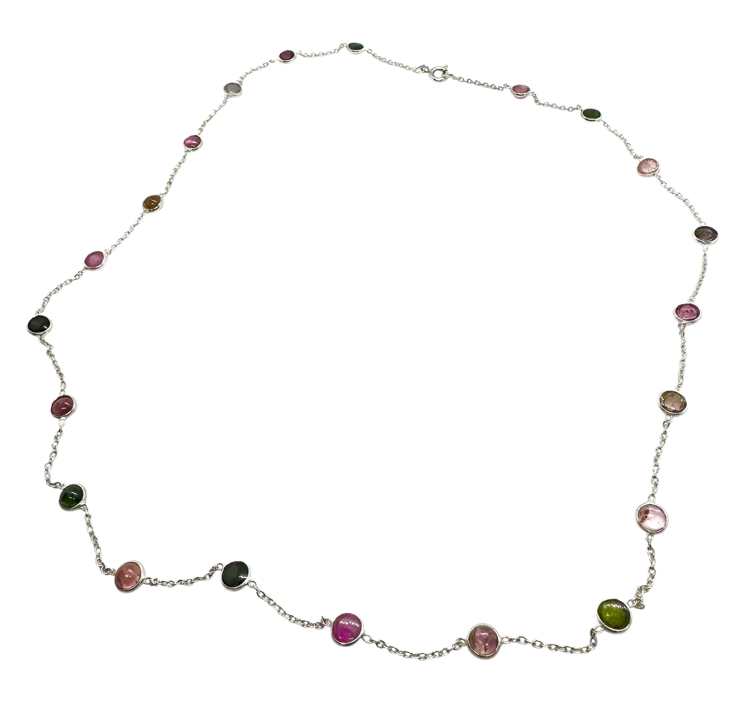 925 Sterling Silver Multi-Color Tourmaline Necklace