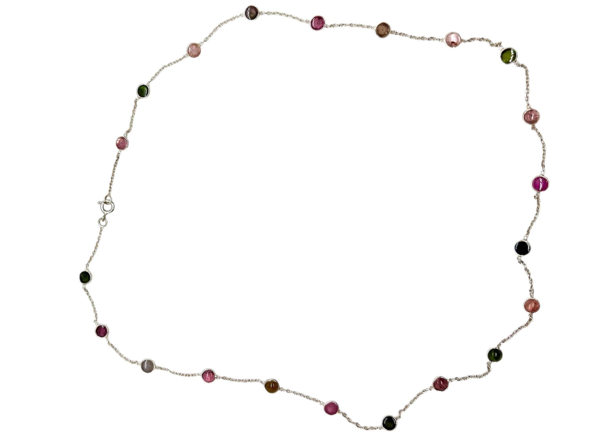 925 Sterling Silver Multi-Color Tourmaline Necklace