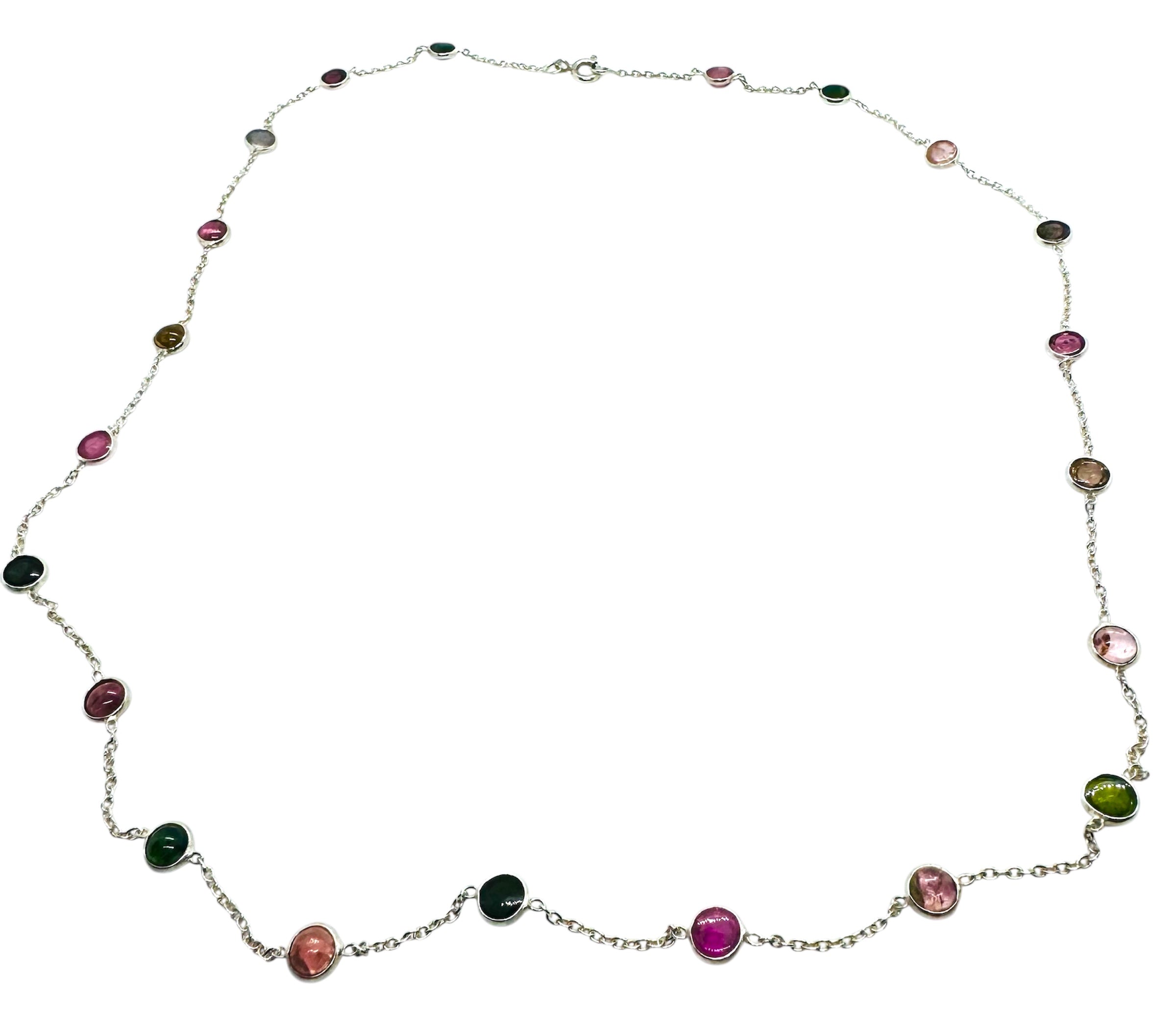 925 Sterling Silver Multi-Color Tourmaline Necklace