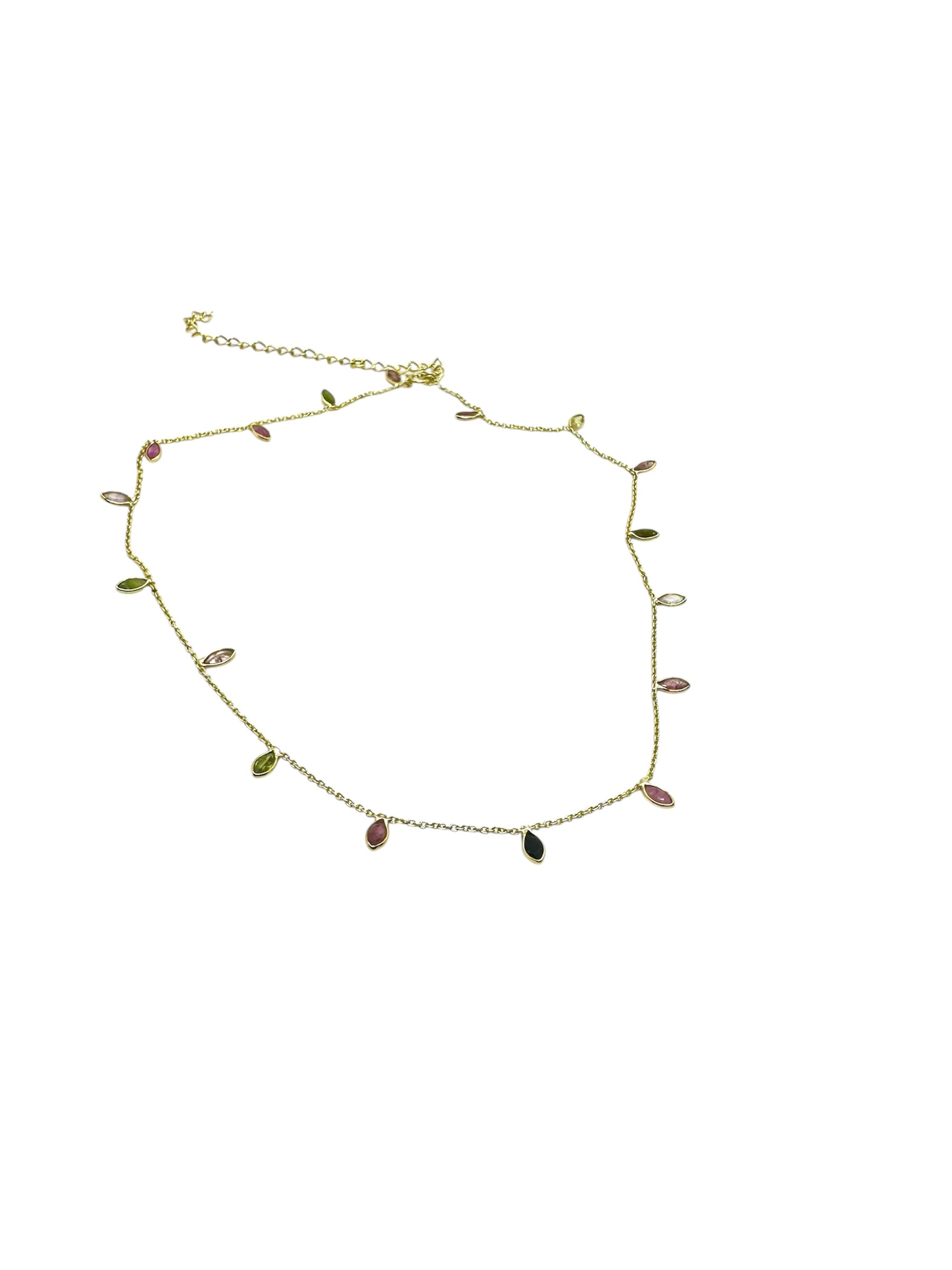 925 Sterling Silver Multi-Color Tourmaline Choker