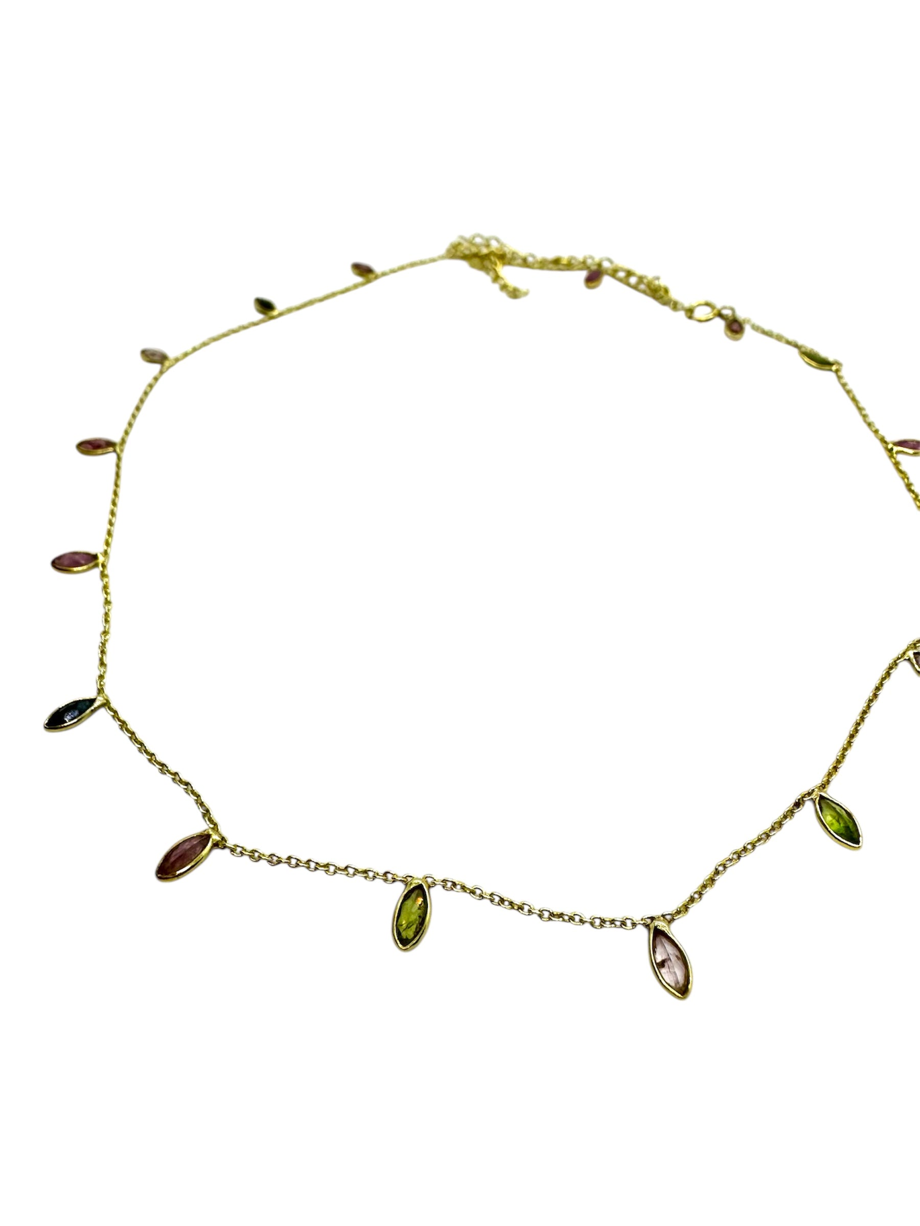 14k Yellow Gold Over 925 Sterling Silver Multi-Color Simulated Stone Cross Necklace – 18" Chain