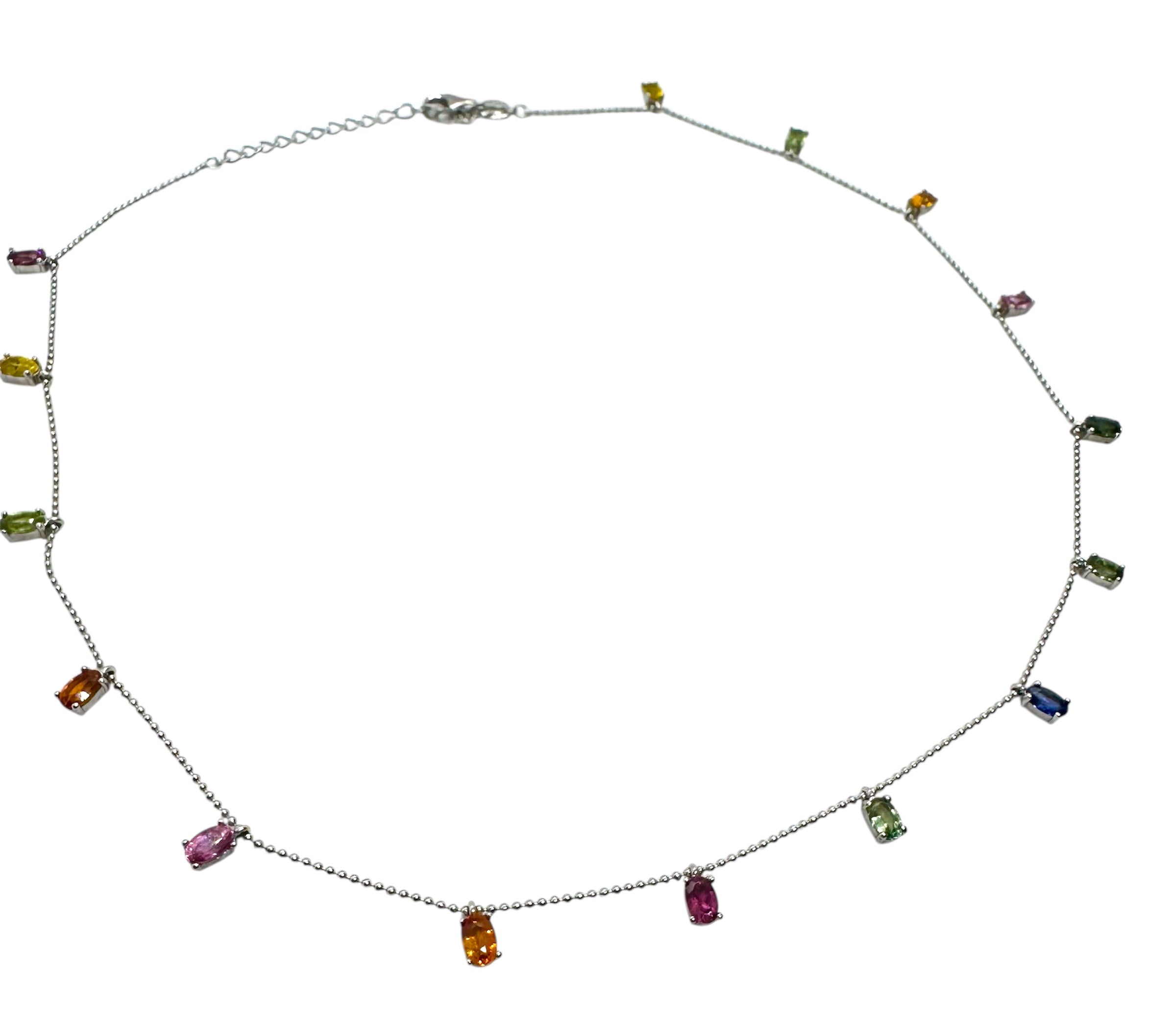 925 Sterling Silver Multi-Color Sapphire Necklace