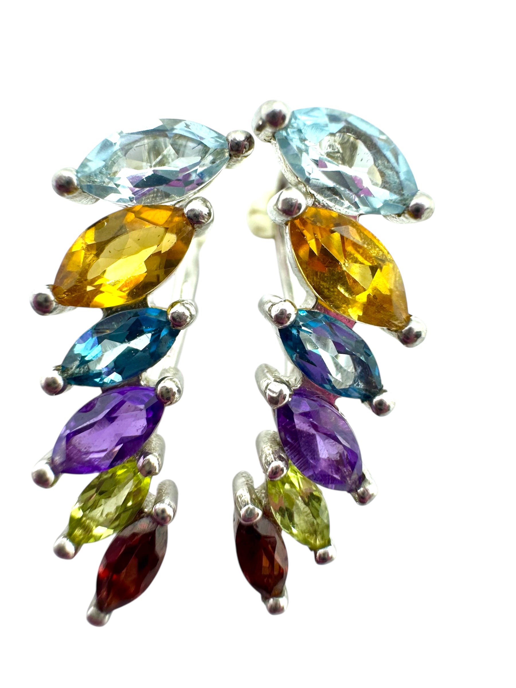 925 Sterling Silver Multi-Gemstone Earrings