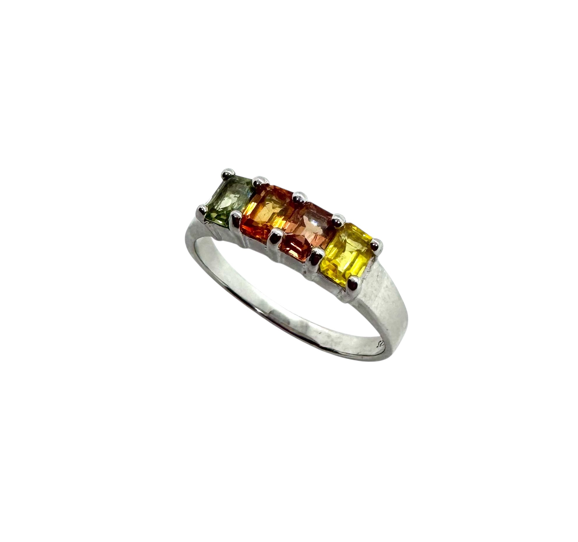 925 Sterling Silver Ring with 4 Multi-Color Sapphires