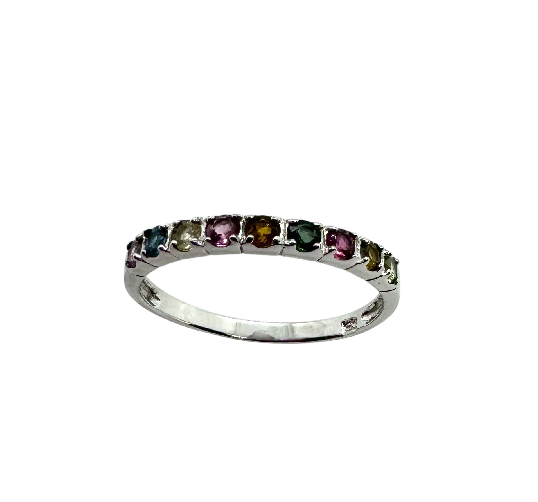 925 Sterling Silver &  Multi-Color Sapphire Ring