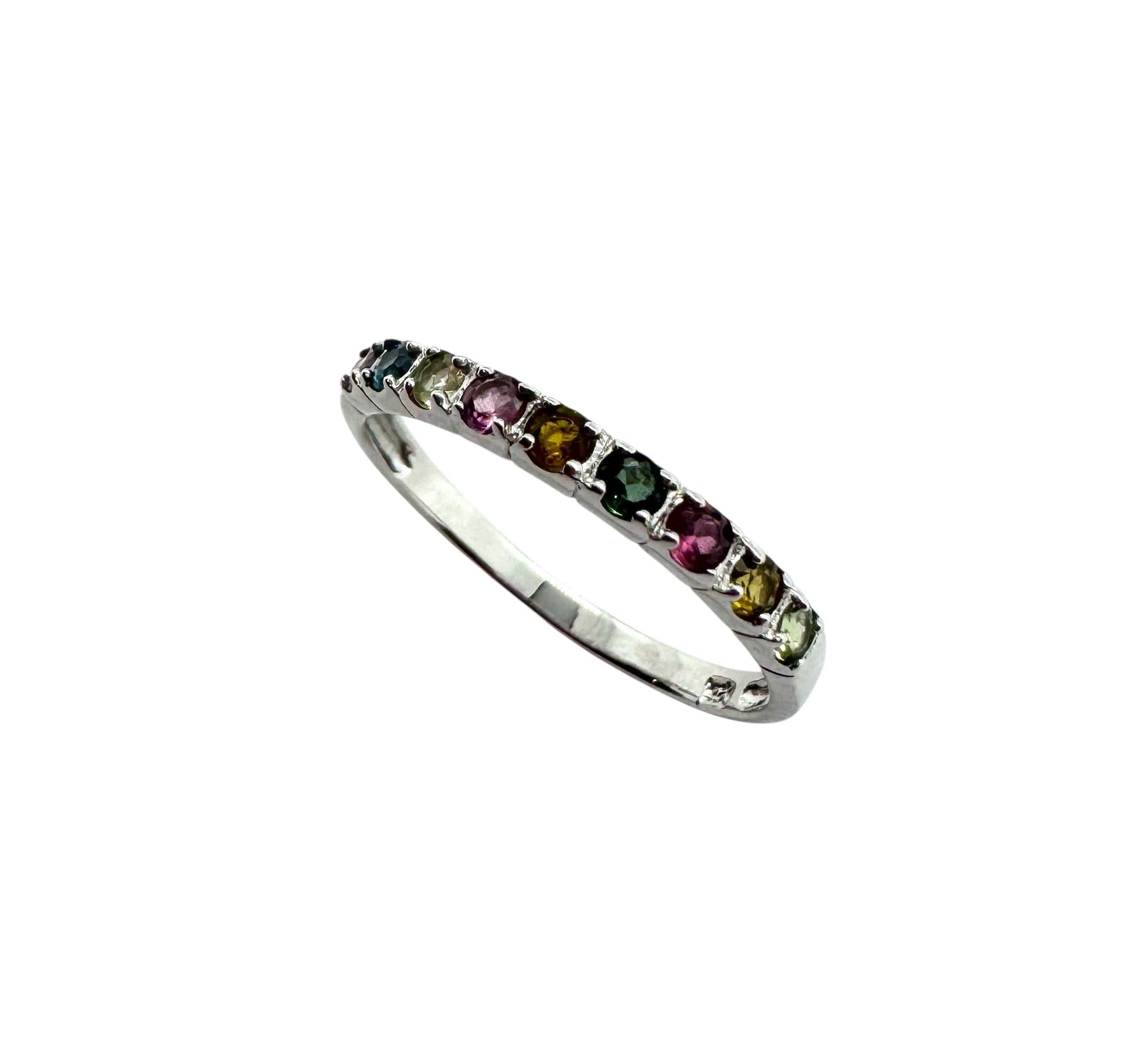925 Sterling Silver &  Multi-Color Sapphire Ring
