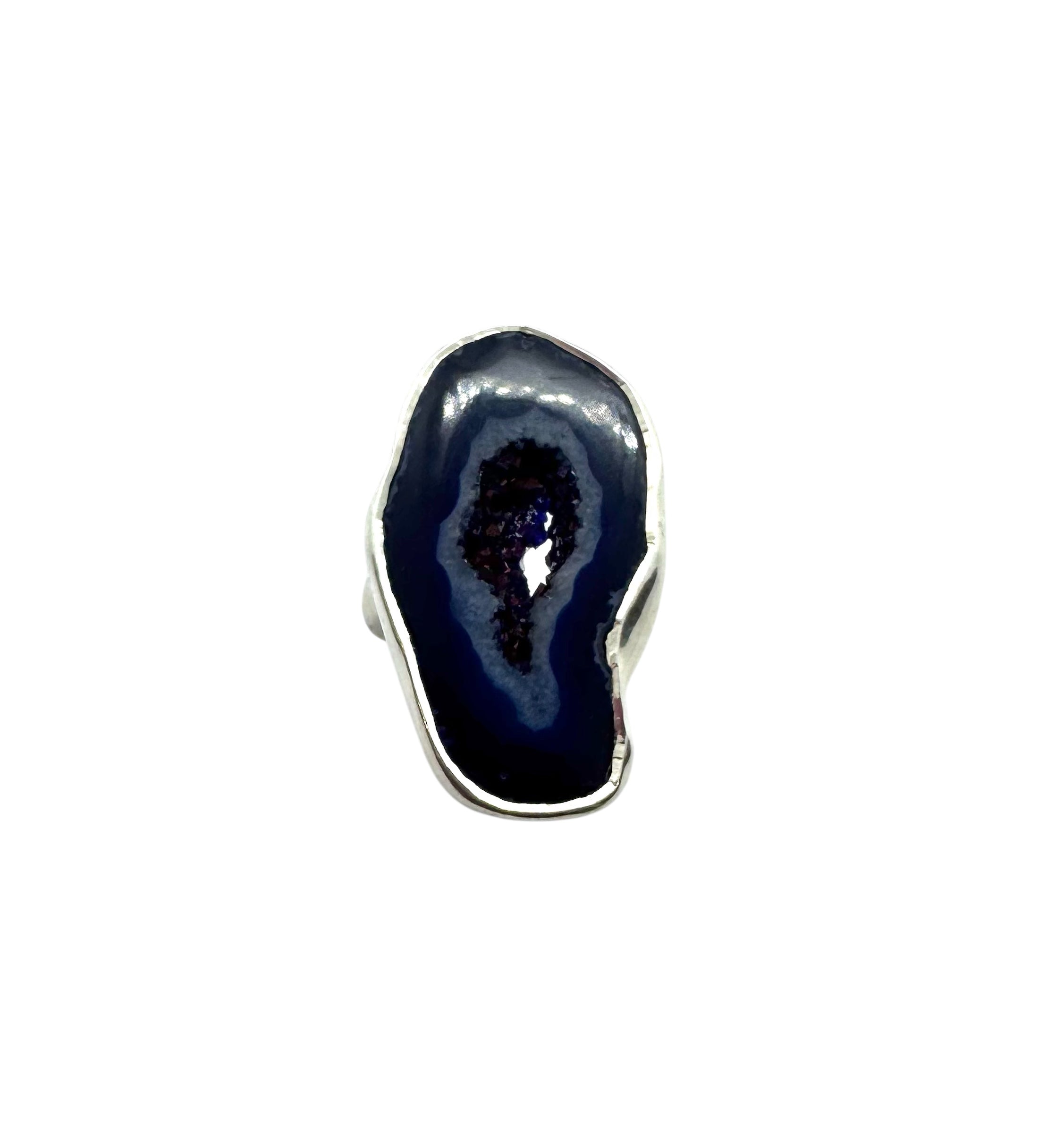 Anel de Ágata Azul Bold | Prata de Lei