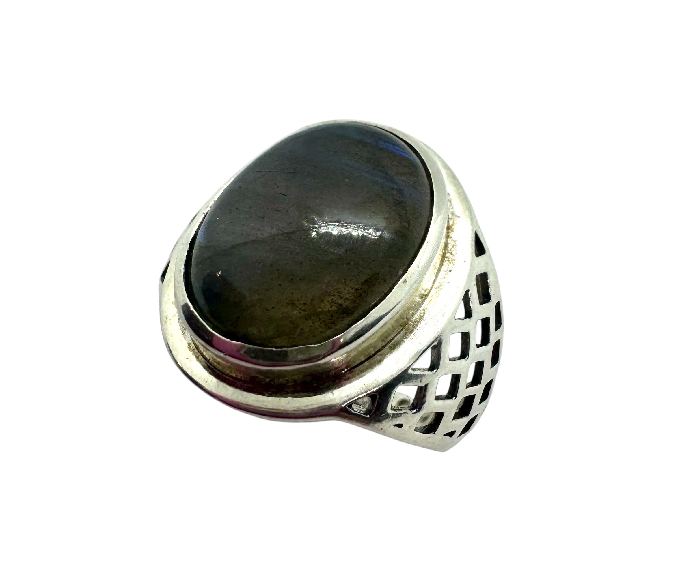 Anel Texturizado com Labradorite Oval