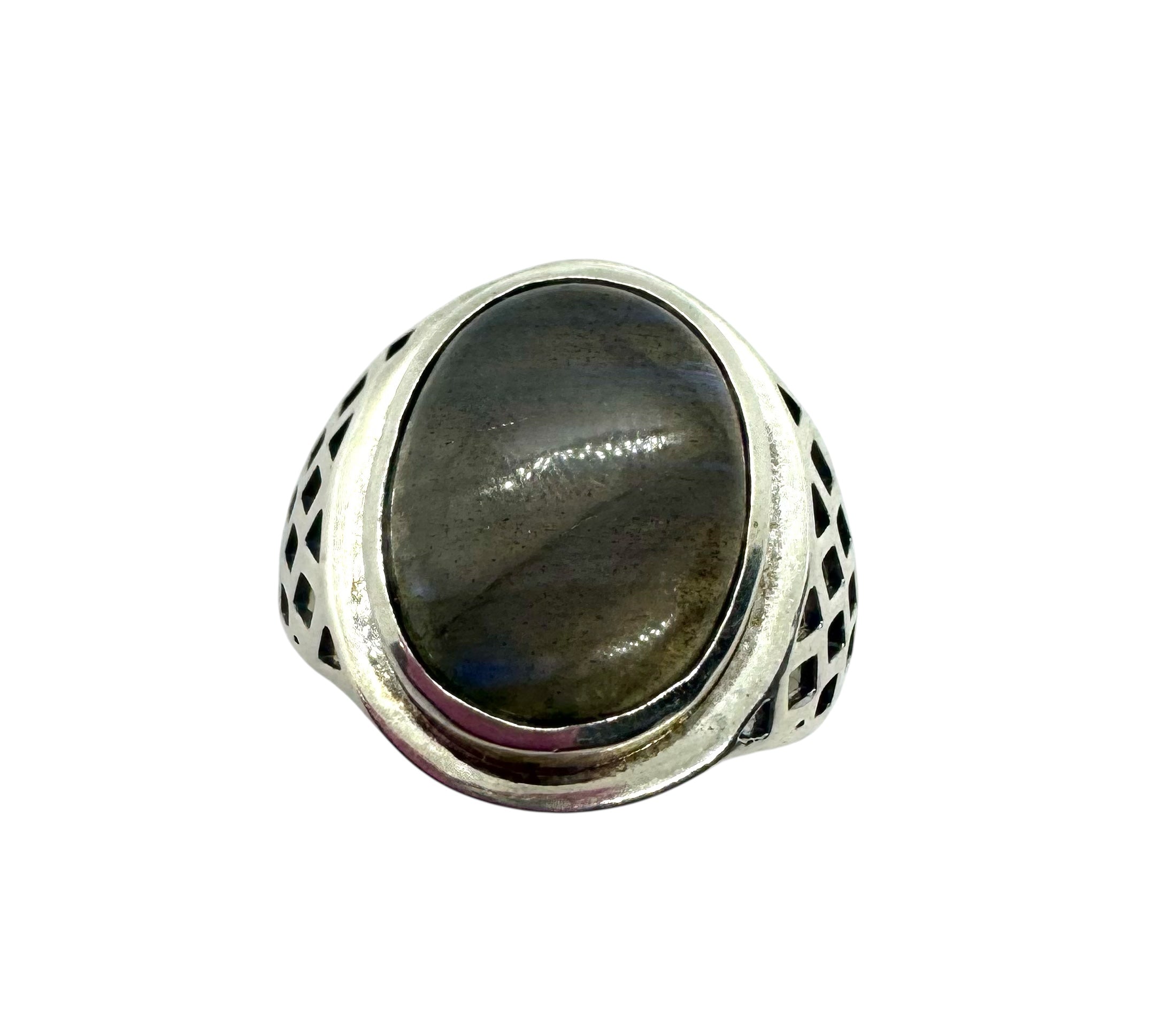 Anel Texturizado com Labradorite Oval