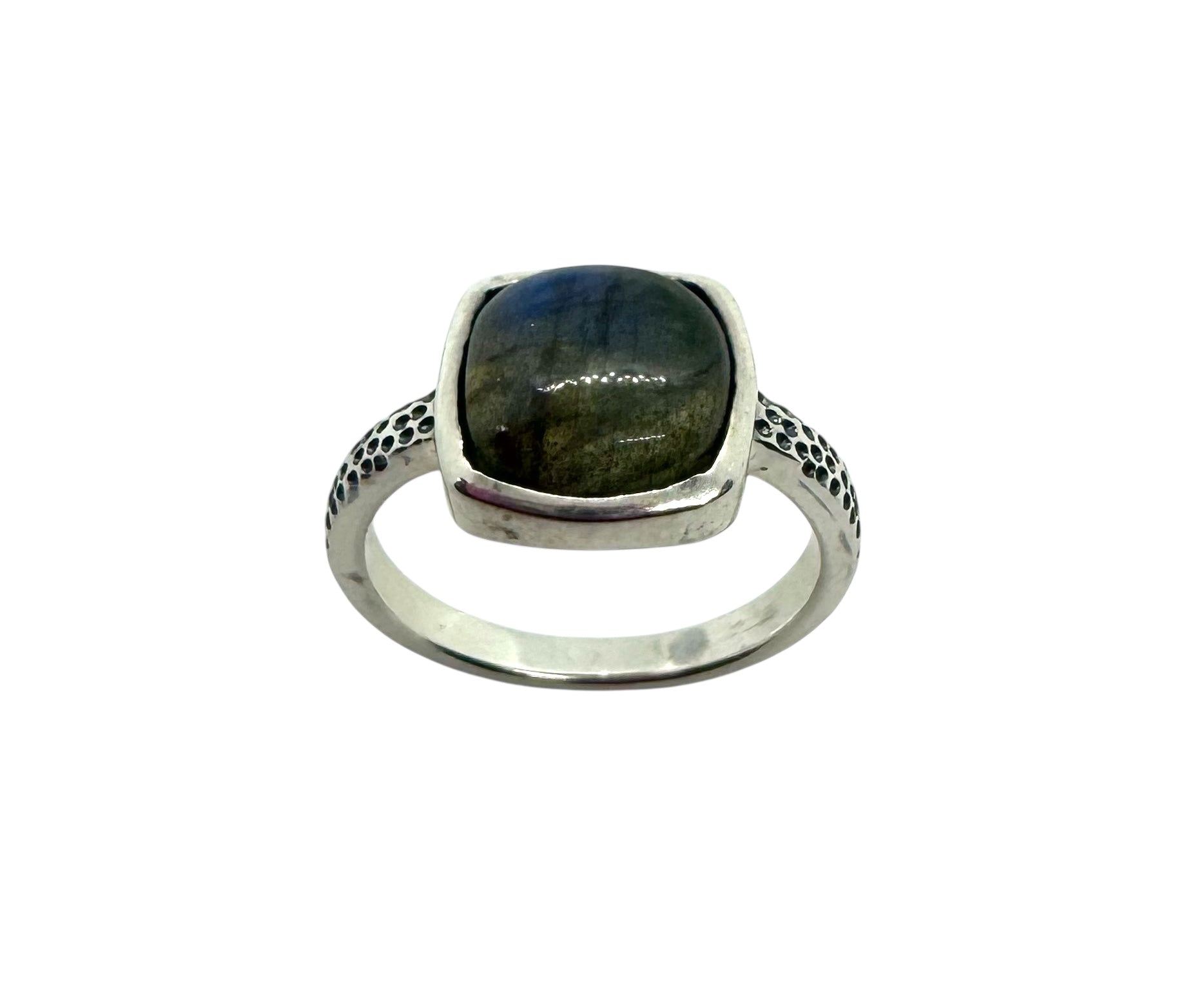 Anel Cabochão Quadrado de Labradorite