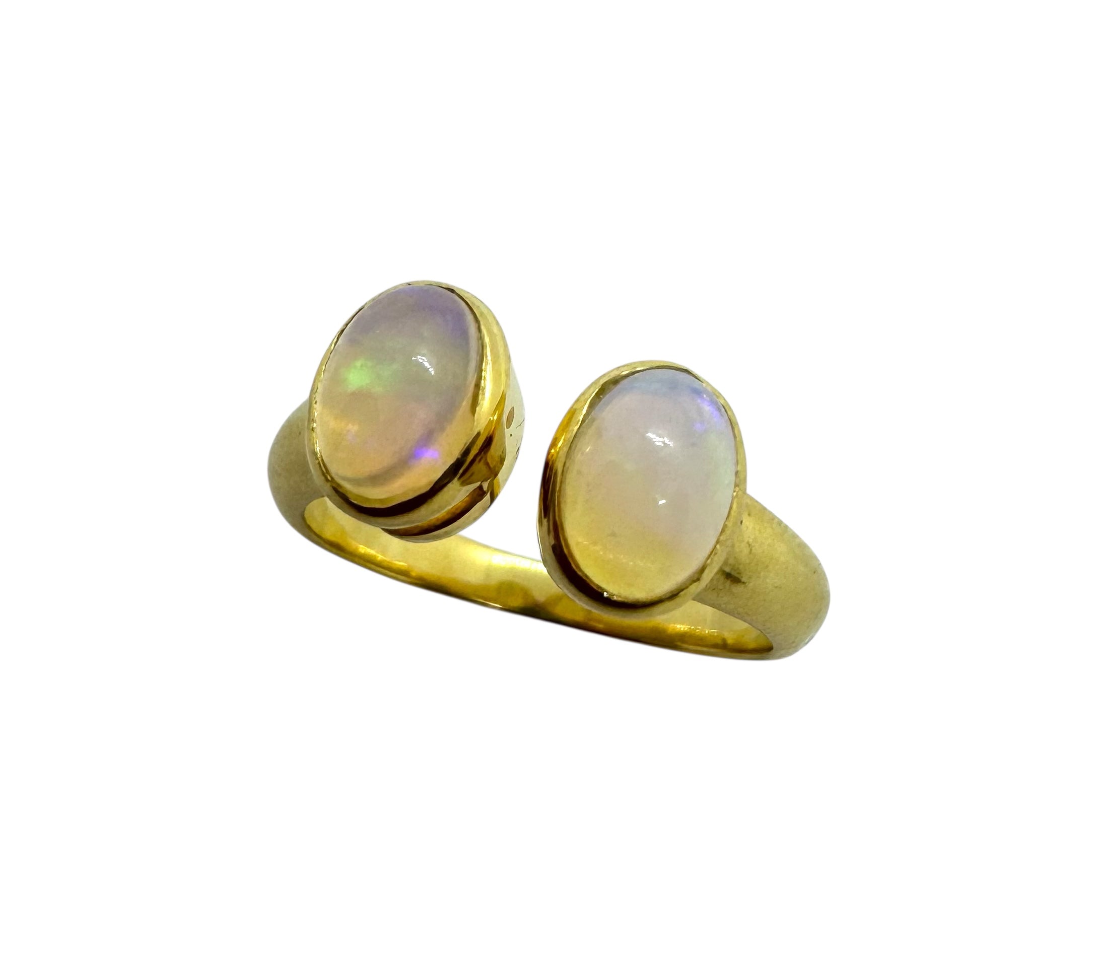 Anel Opala Oval Dupla | Prata de Lei Banhada a Ouro