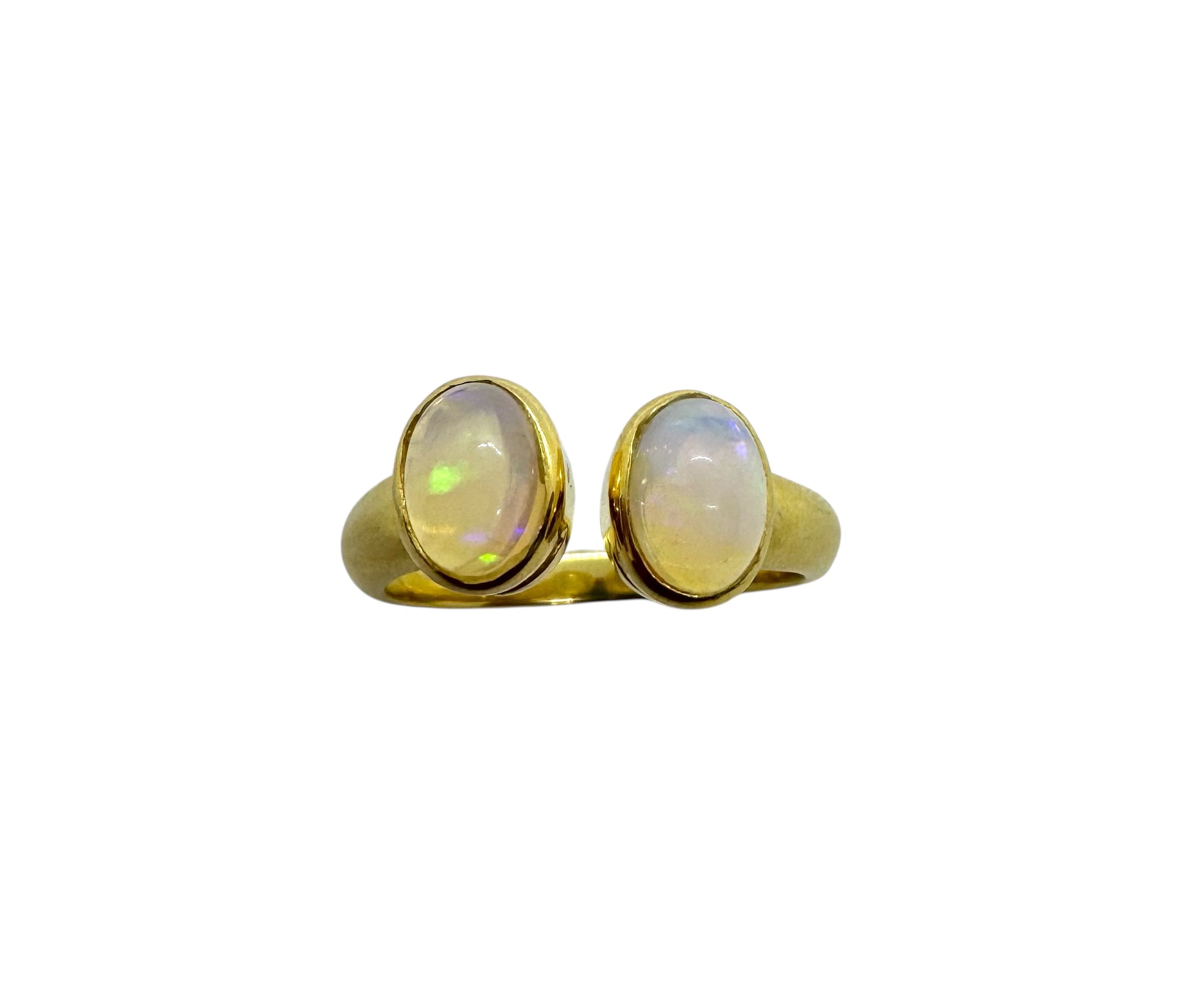 Anel Opala Oval Dupla | Prata de Lei Banhada a Ouro