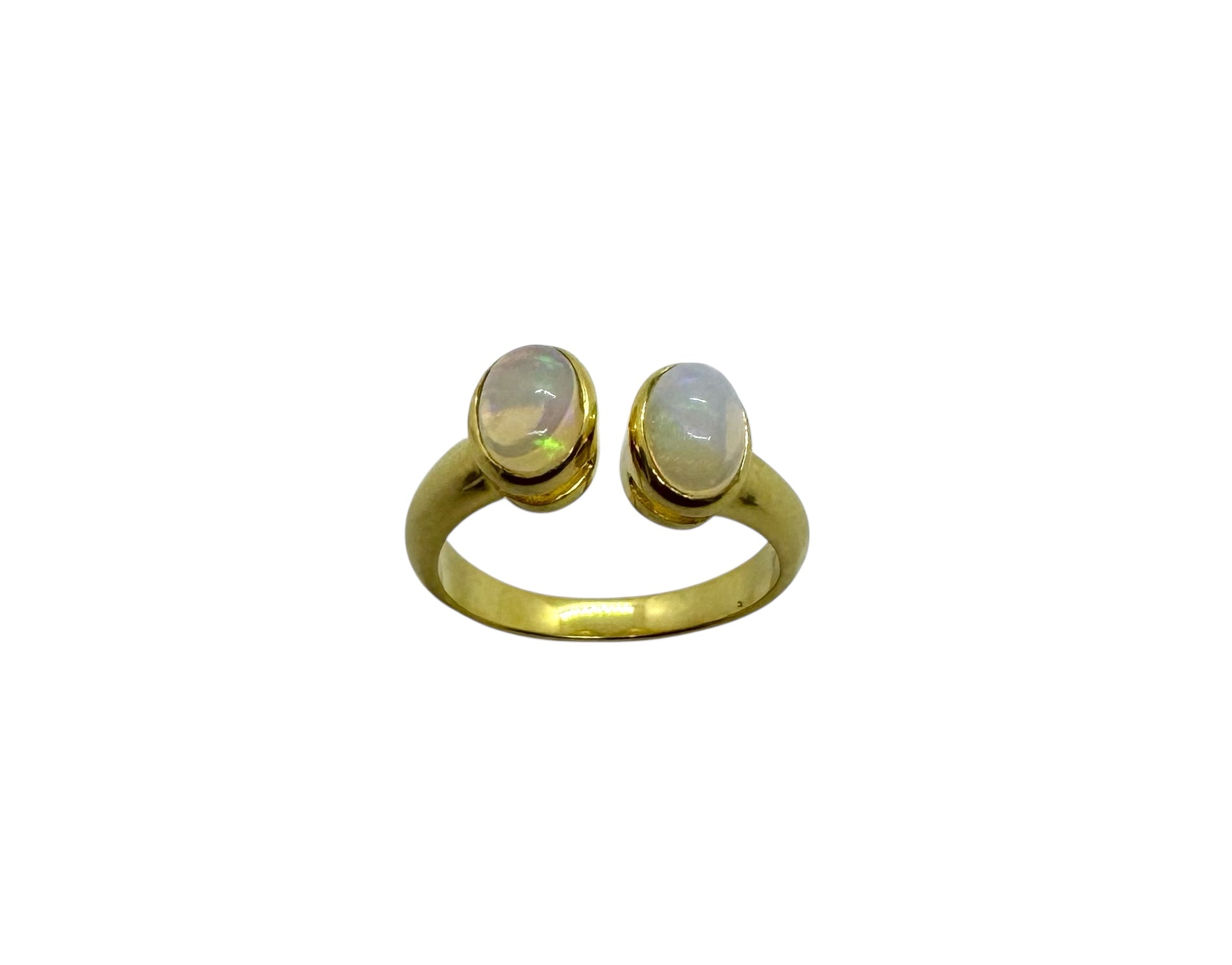 Anel Opala Oval Dupla | Prata de Lei Banhada a Ouro