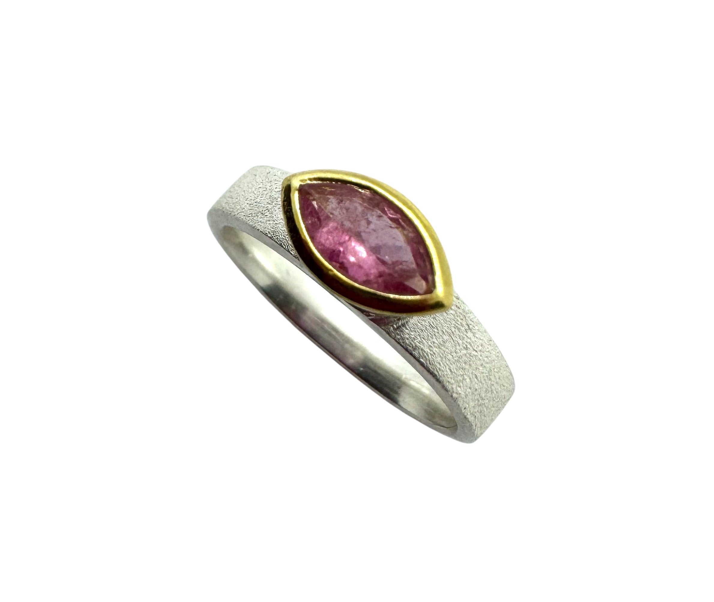 Anel em Prata | Turmalina Rosa Marquise