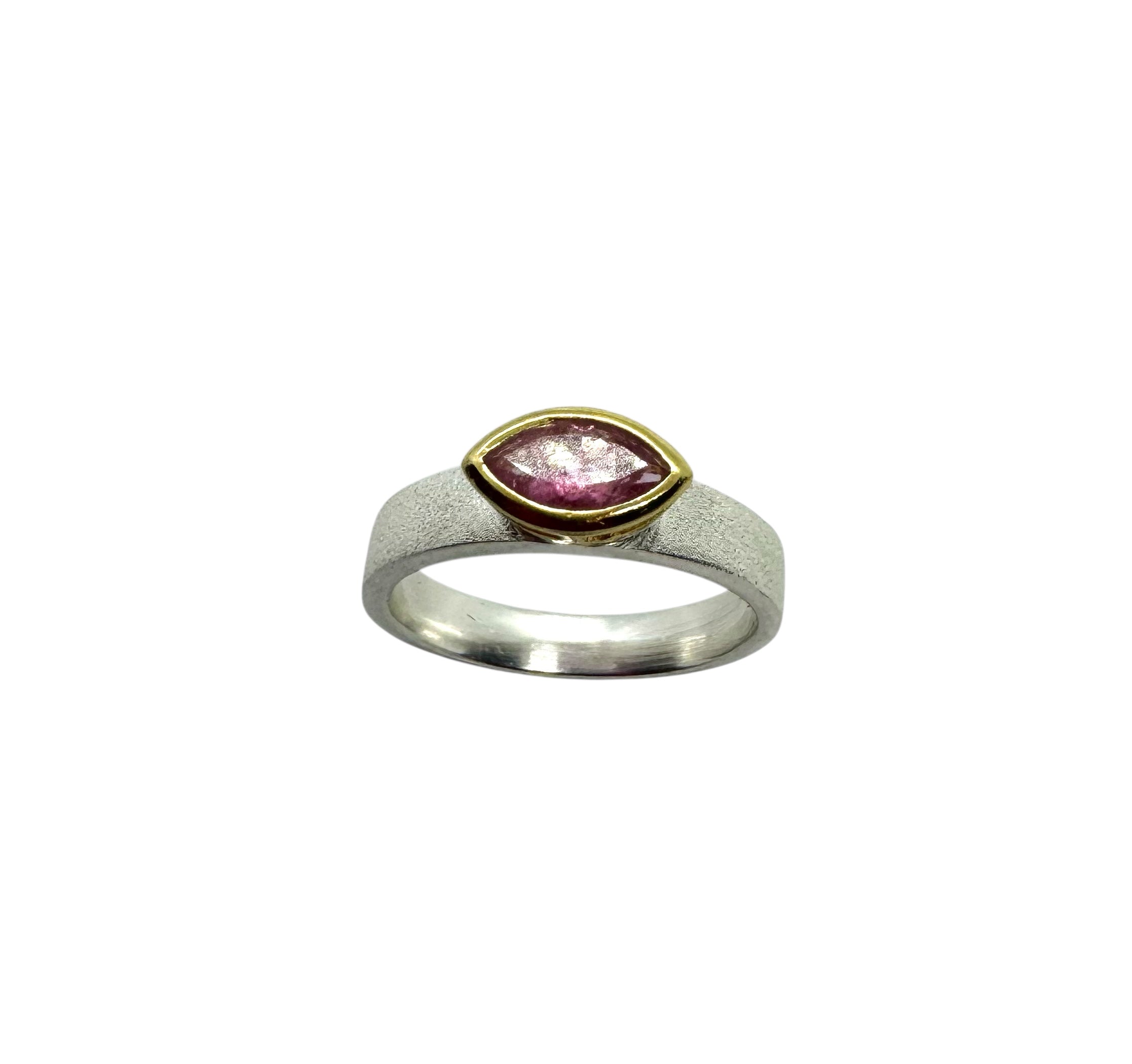 Anel em Prata | Turmalina Rosa Marquise