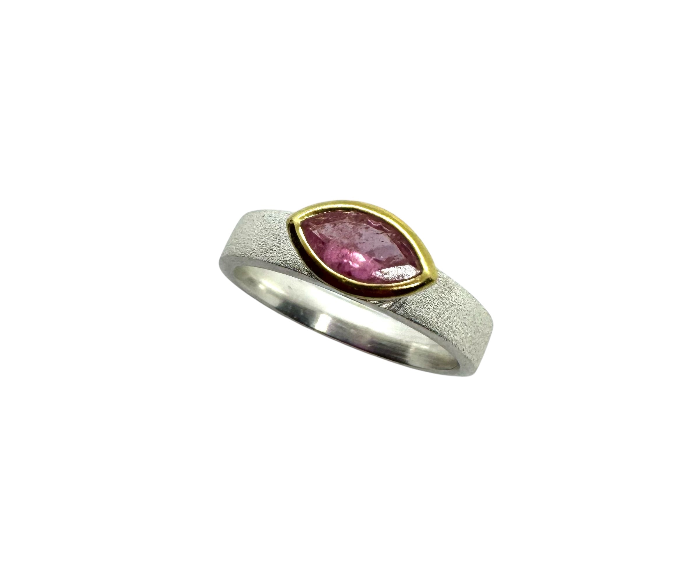 Anel em Prata | Turmalina Rosa Marquise