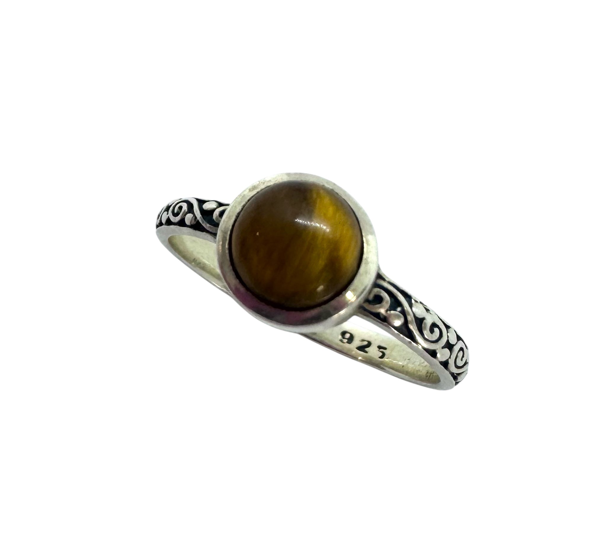 Anel Cabochão Olho de Tigre | Prata de Lei