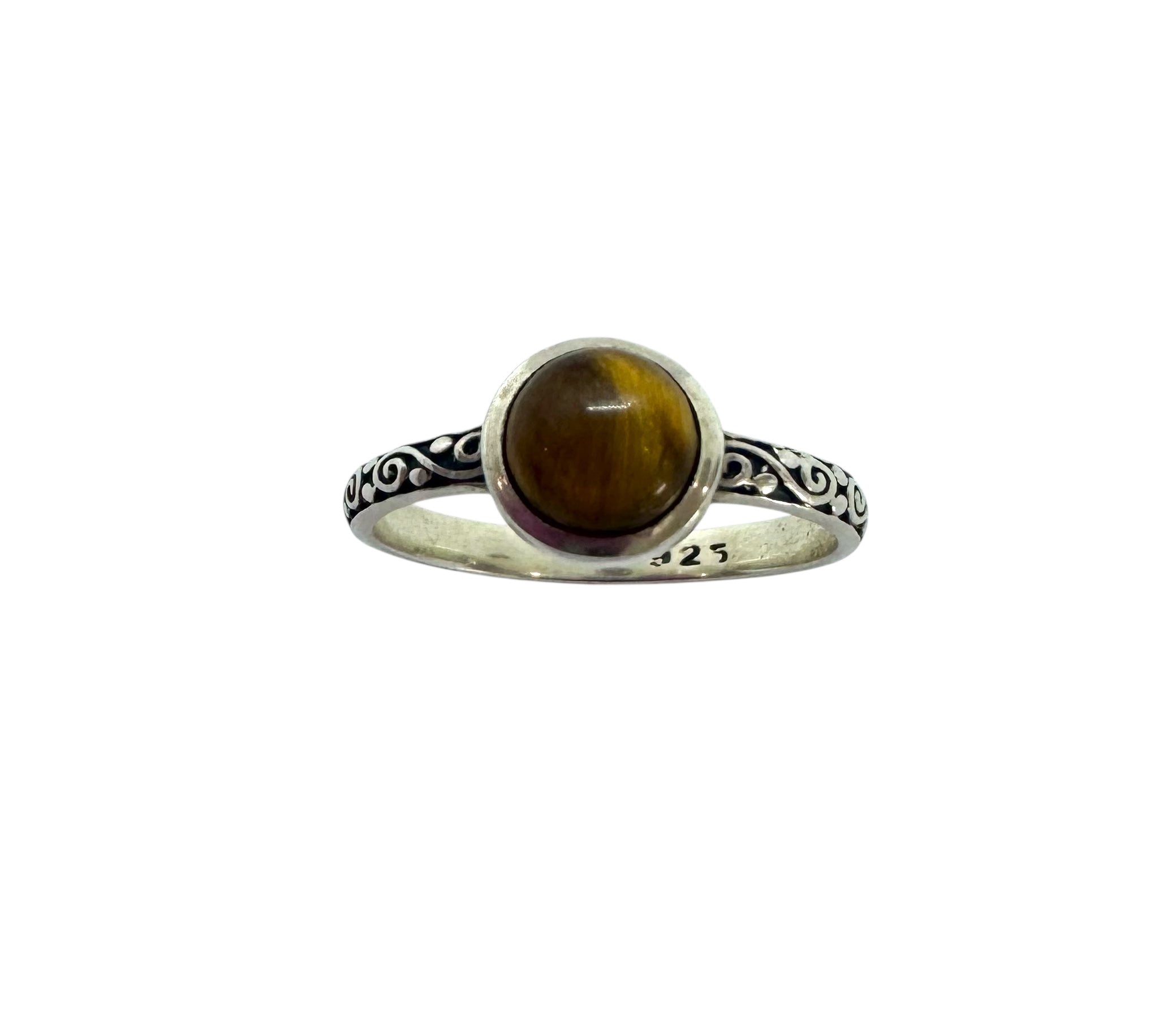 Anel Cabochão Olho de Tigre | Prata de Lei