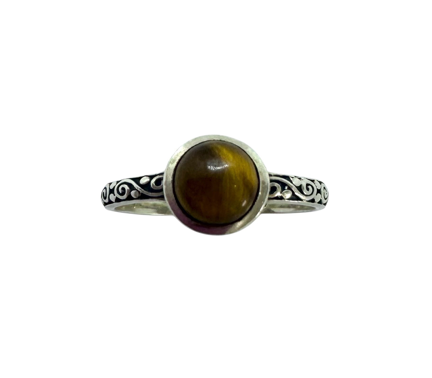 Anel Cabochão Olho de Tigre | Prata de Lei