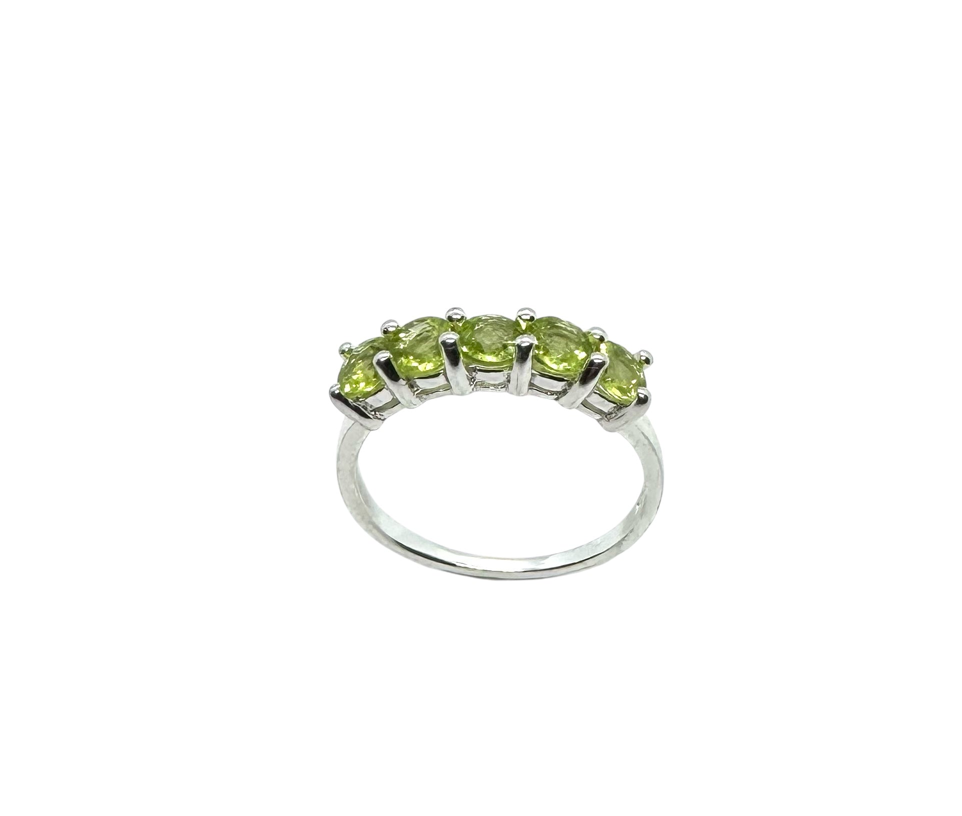 Anel de peridoto com cinco pedras | Prata de lei