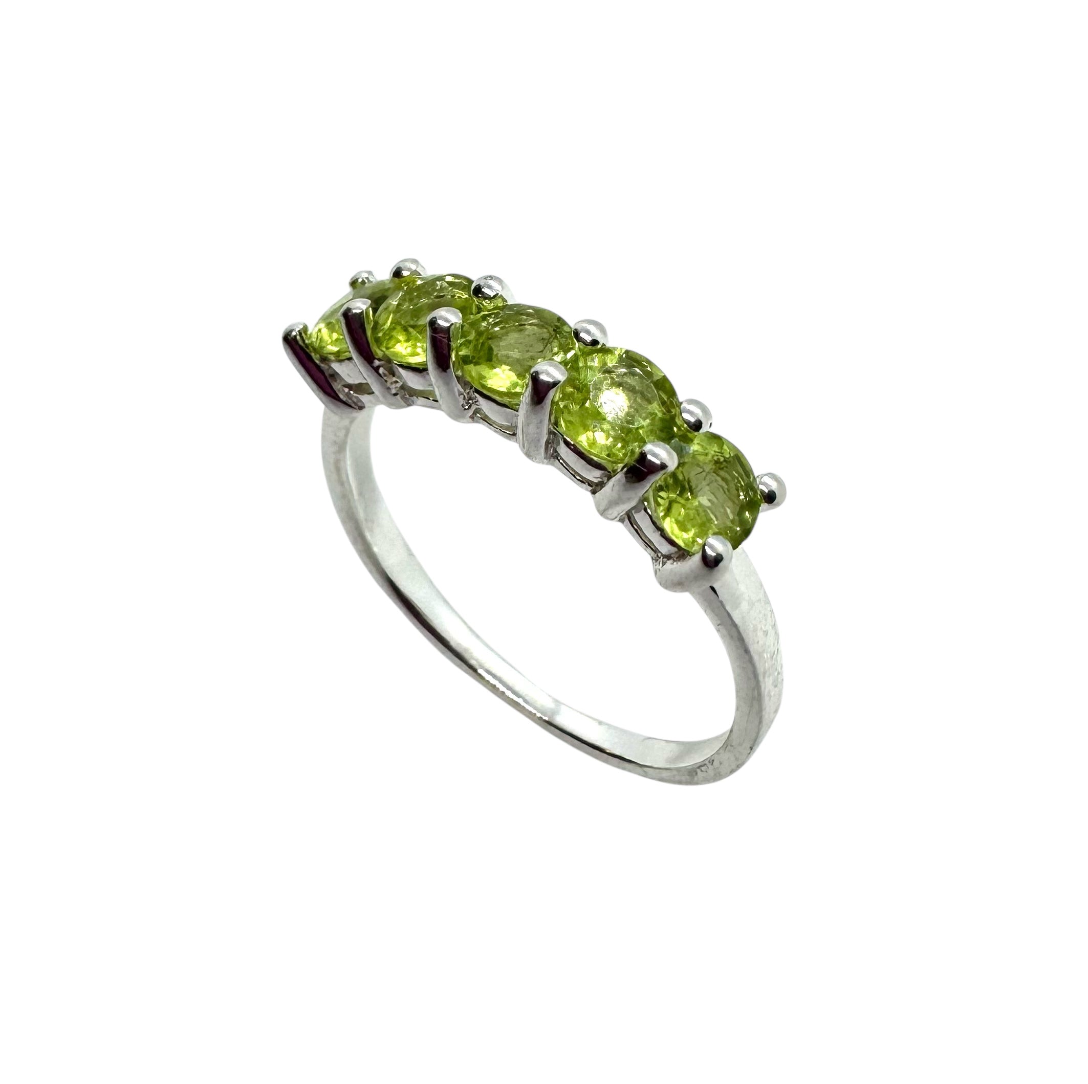Anel de peridoto com cinco pedras | Prata de lei