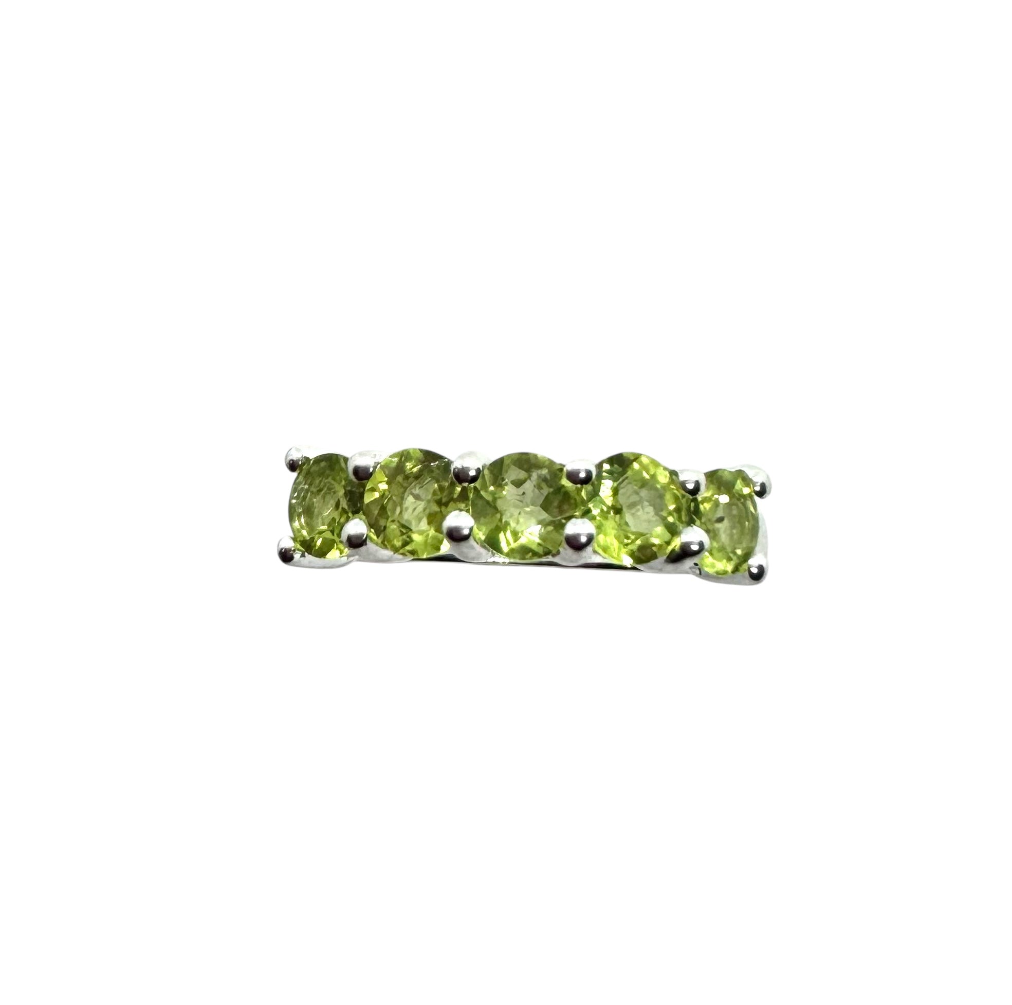 Anel de peridoto com cinco pedras | Prata de lei