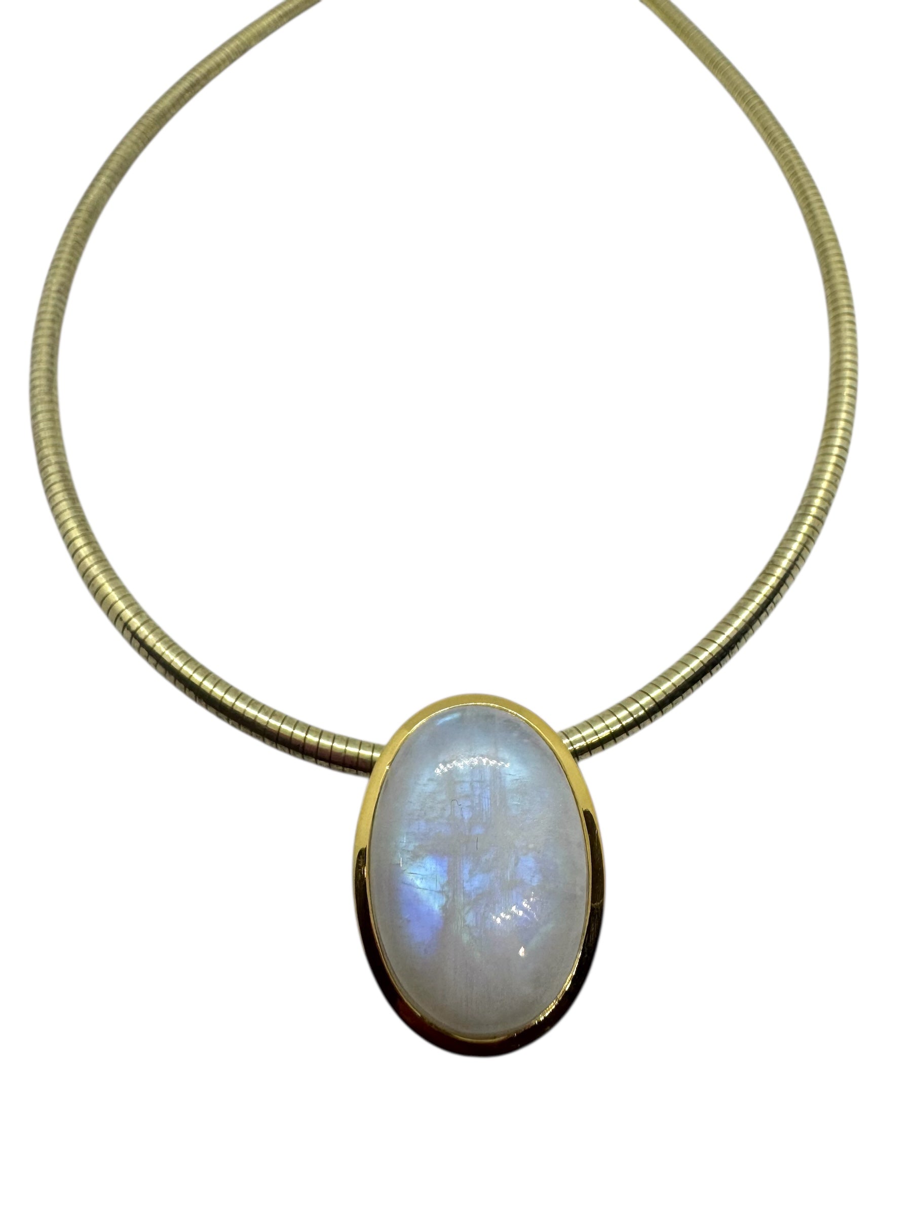 Colar Cabochão Anel com Detalhes Dourados e Prateados
