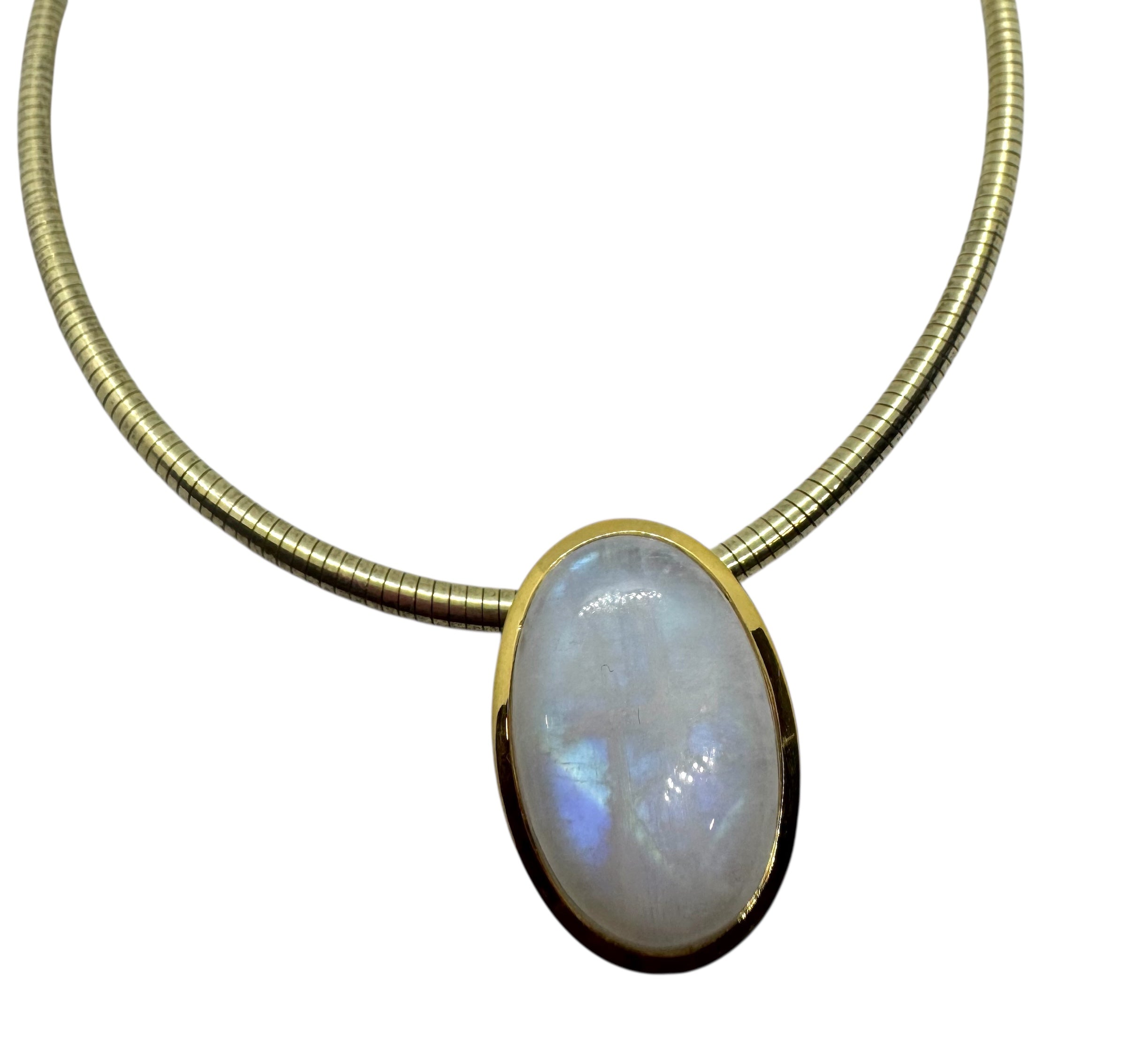 Colar Cabochão Anel com Detalhes Dourados e Prateados