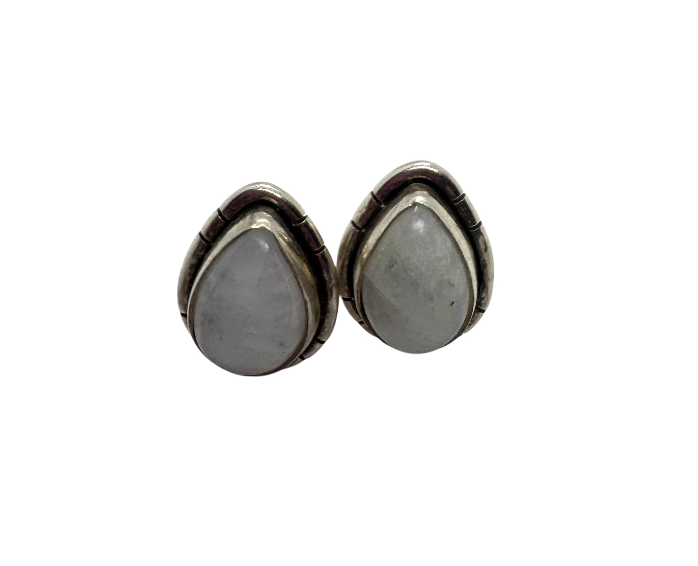 Brincos Cabochão de Pedra da Lua em Forma de Lágrima