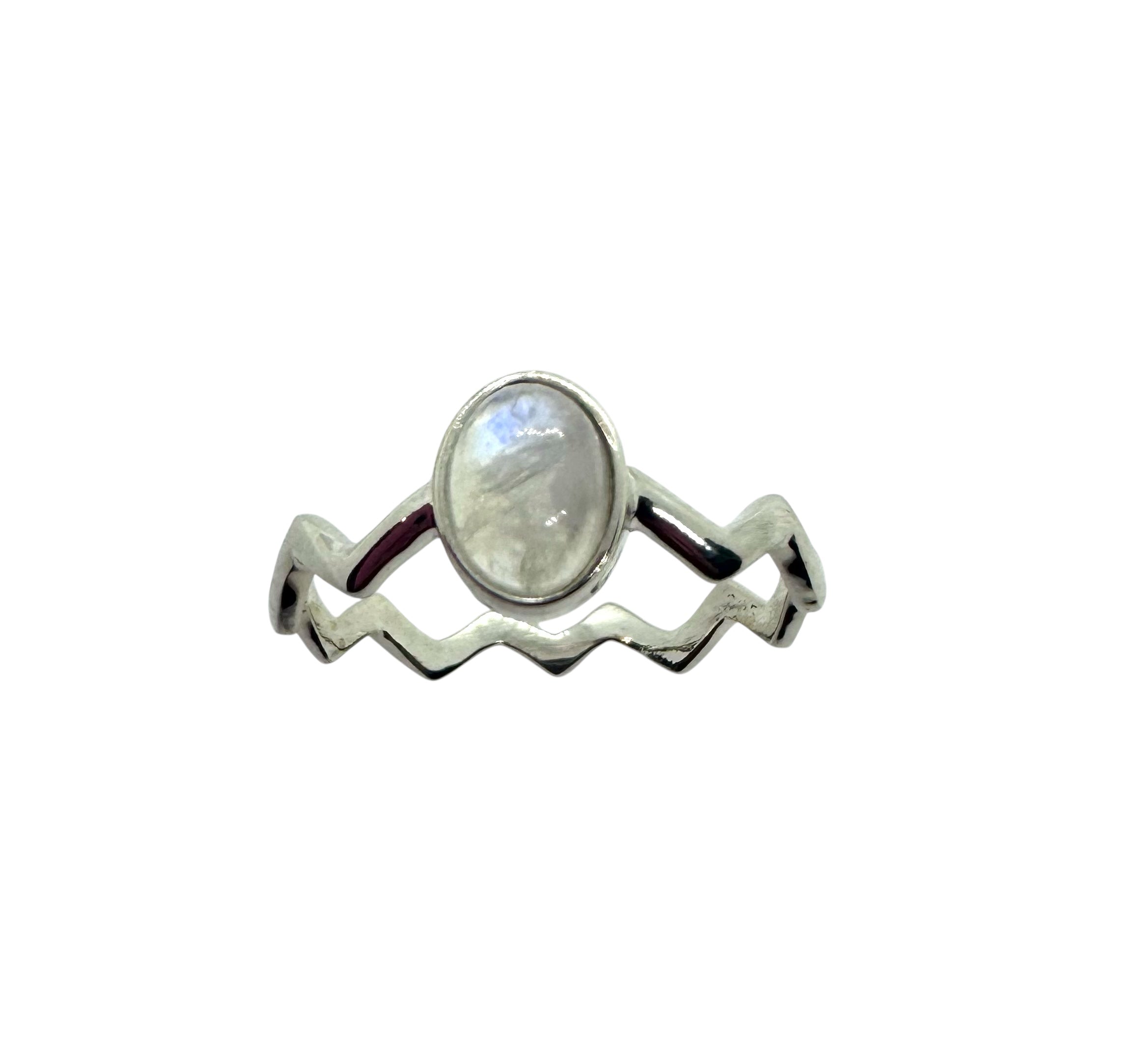 Anel Cabochão Zig-Zag Moonstone