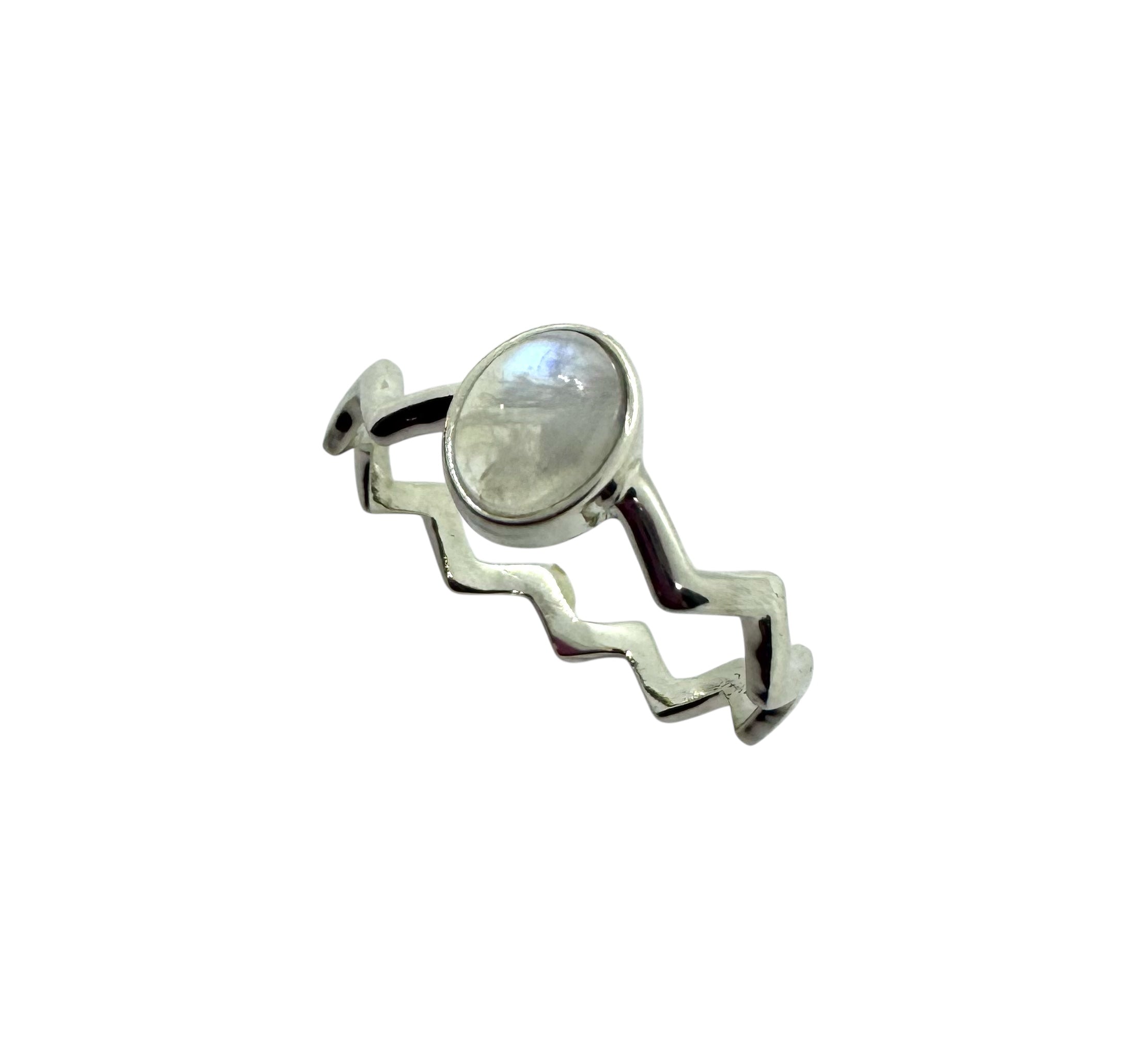 Anel Cabochão Zig-Zag Moonstone