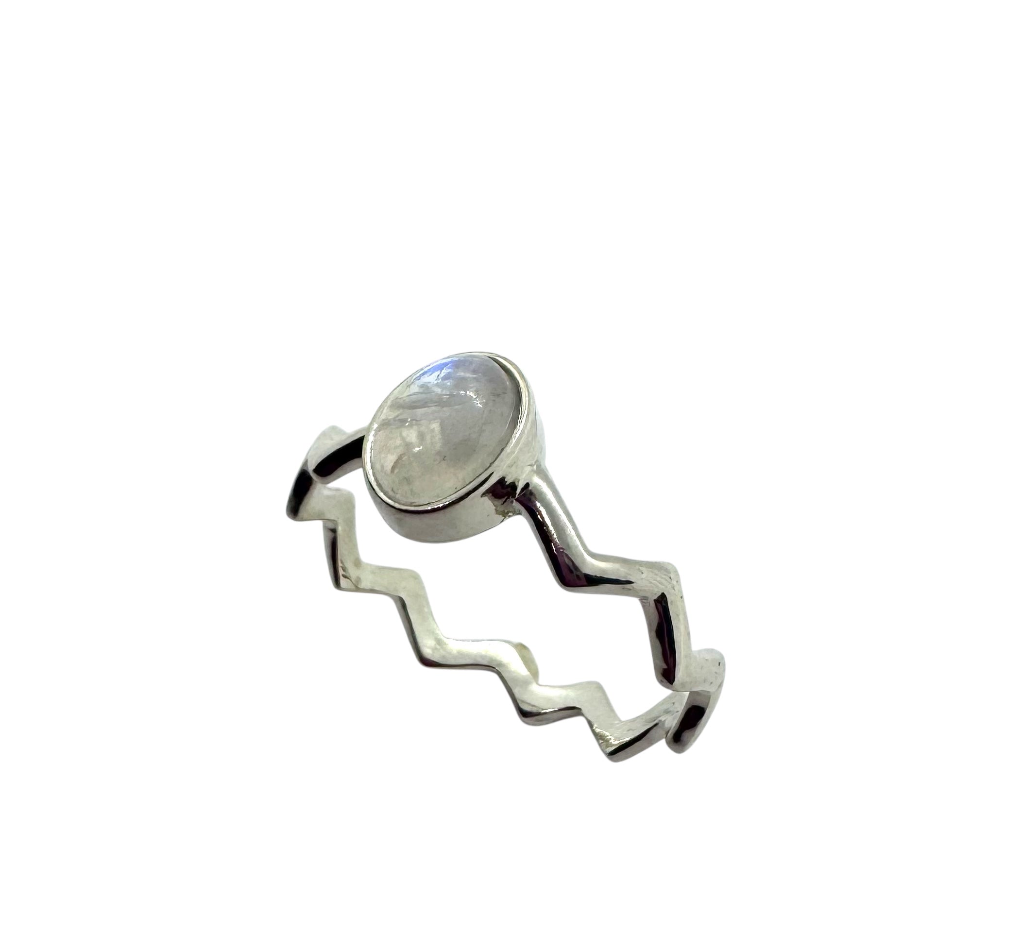 Anel Cabochão Zig-Zag Moonstone