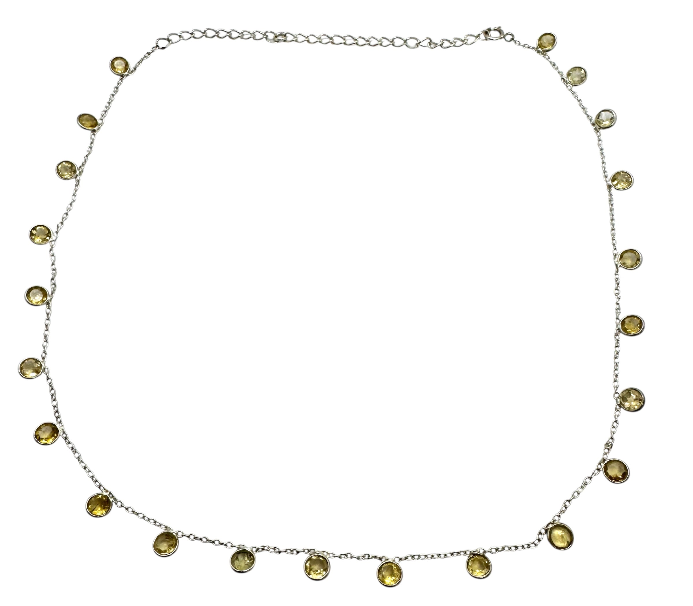 Colar em prata com várias citrinas lapidadas em diamante