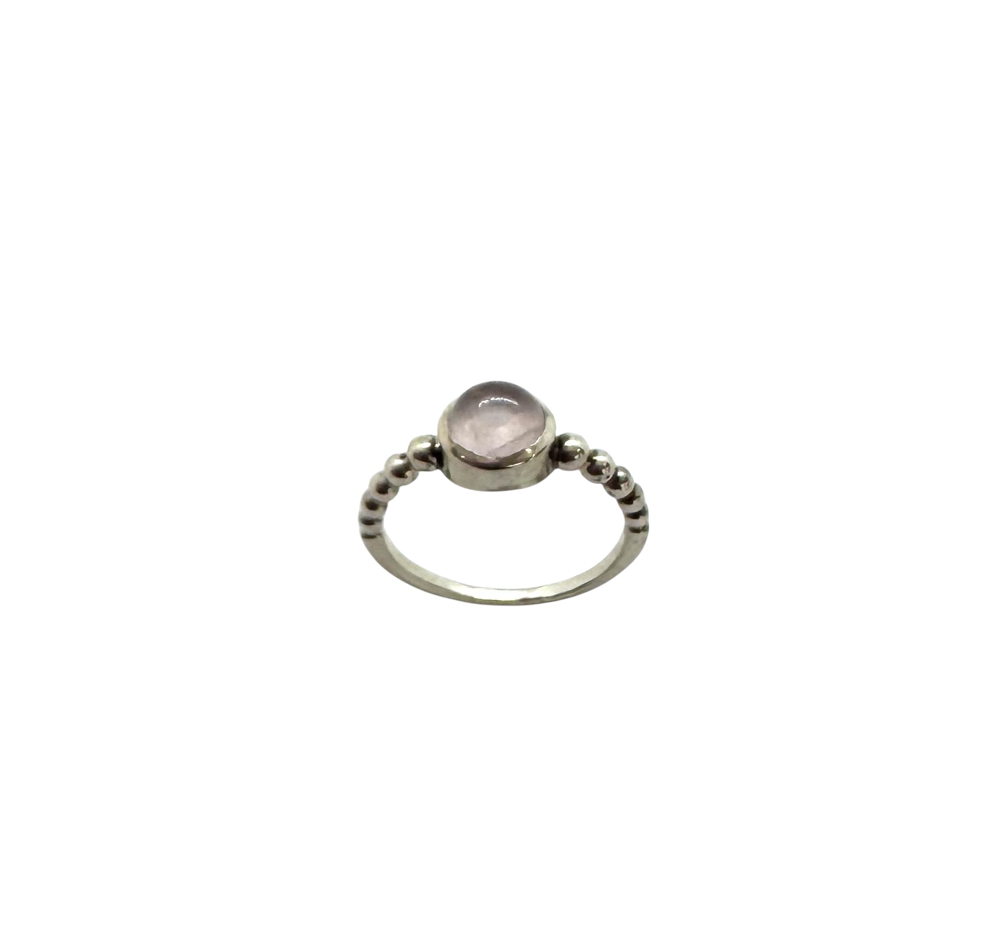 Anel Cabochão de Quartzo Rosa | Prata de Lei