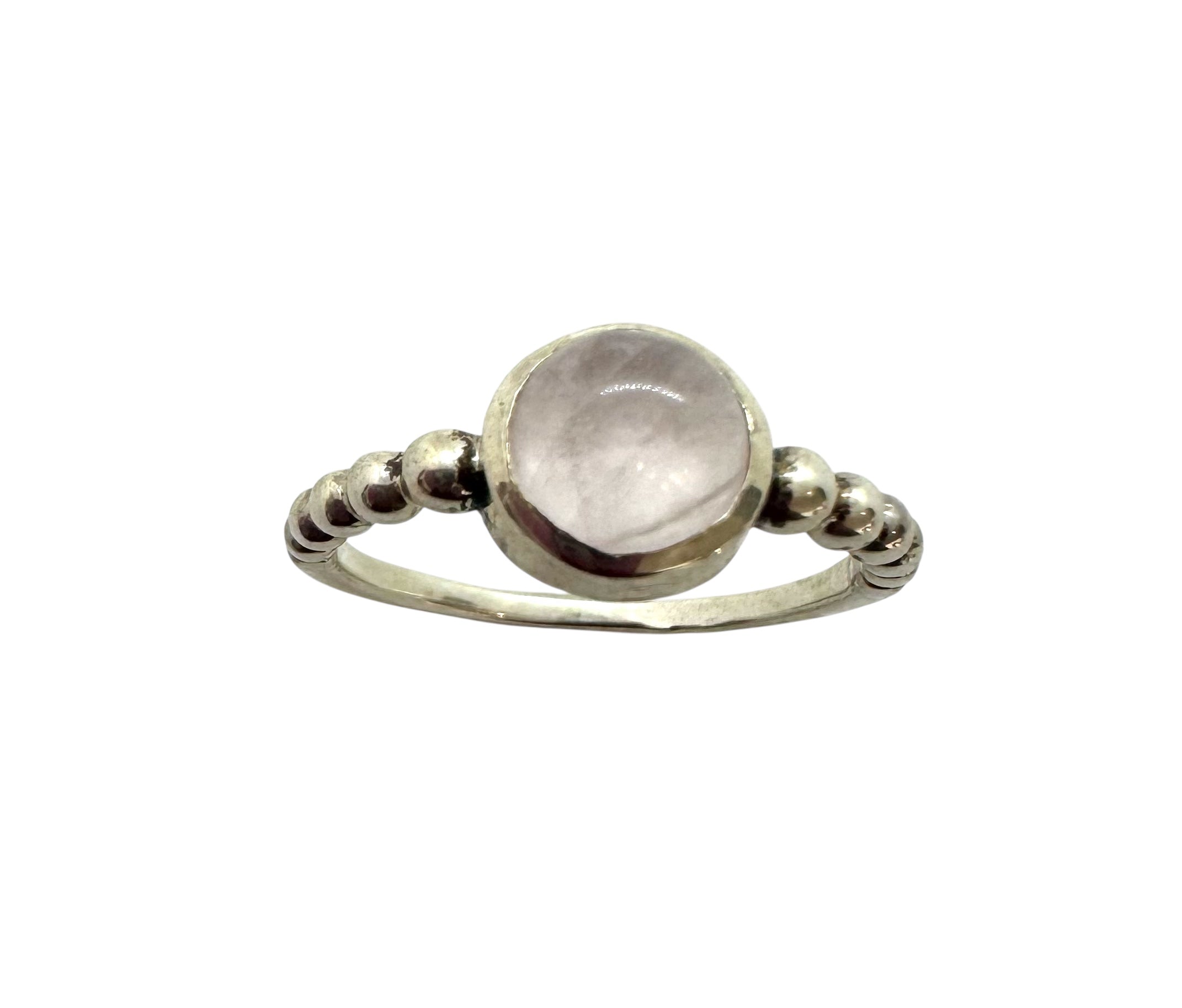 Anel Cabochão de Quartzo Rosa | Prata de Lei