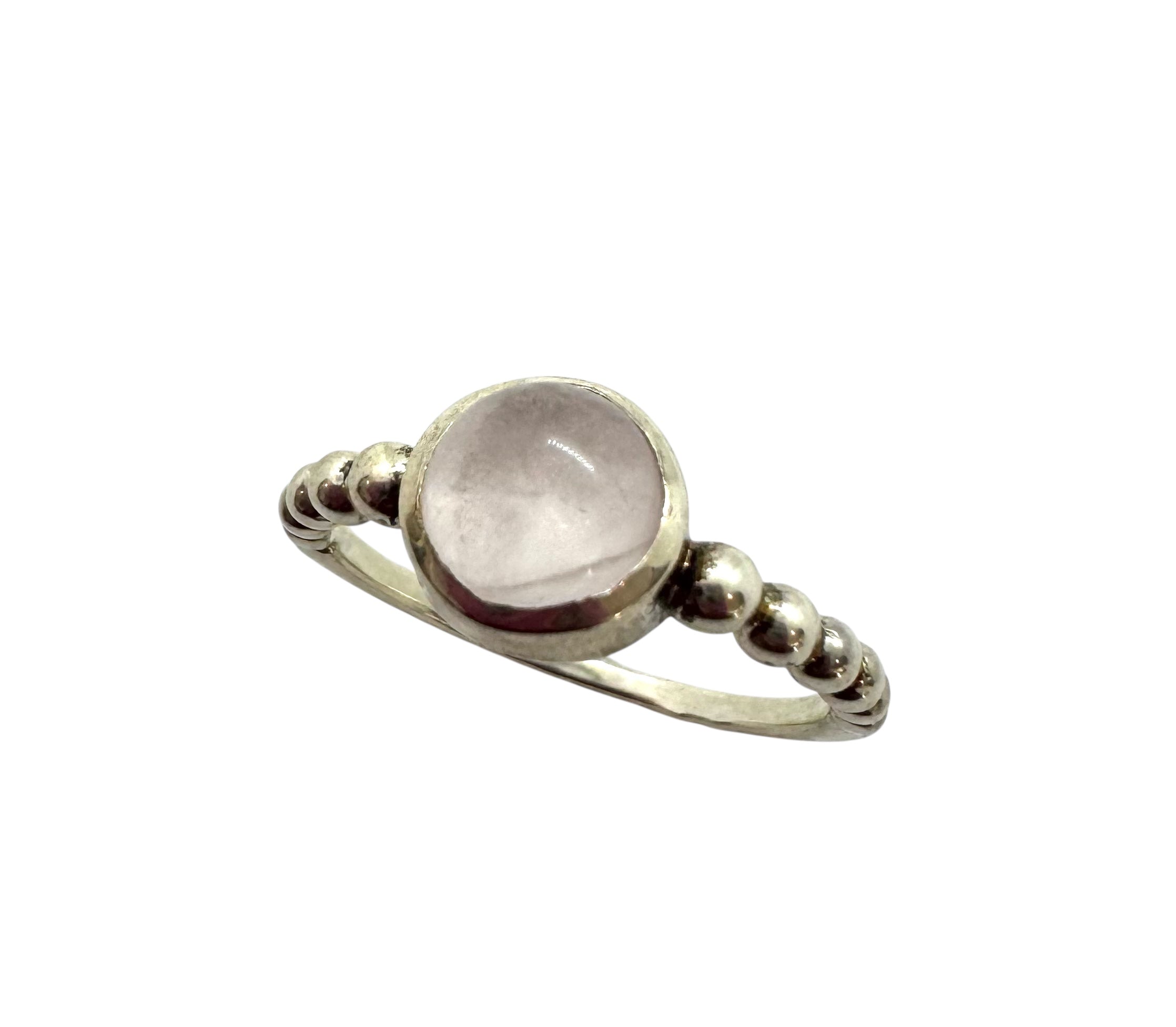 Anel Cabochão de Quartzo Rosa | Prata de Lei