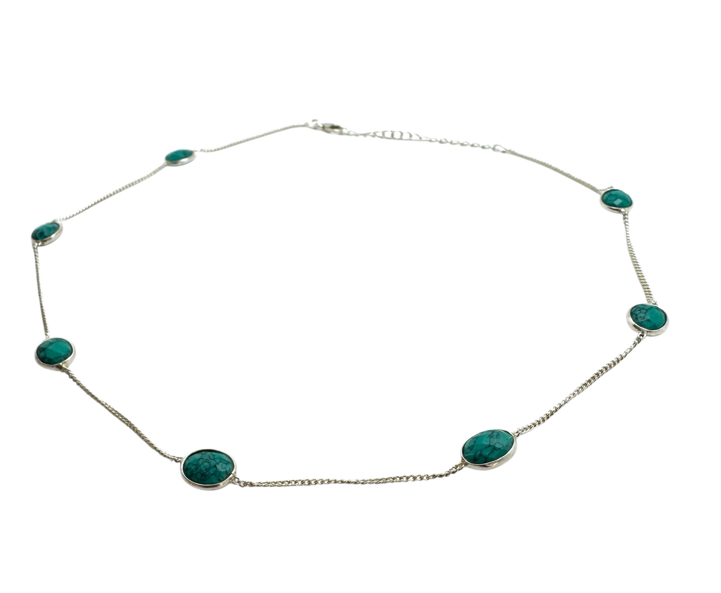 Colar Oval Turquesa | Prata de Lei