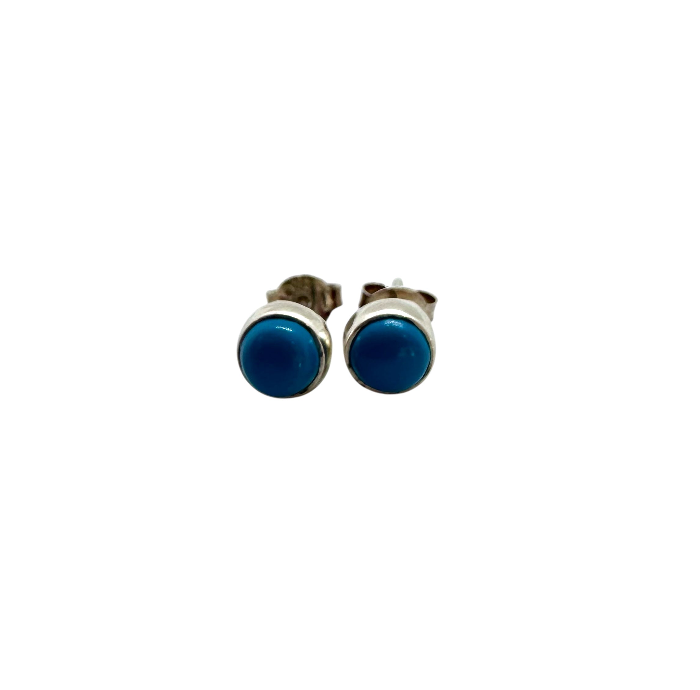 Brincos Cabochão Simples de Turquesa | Prata de Lei