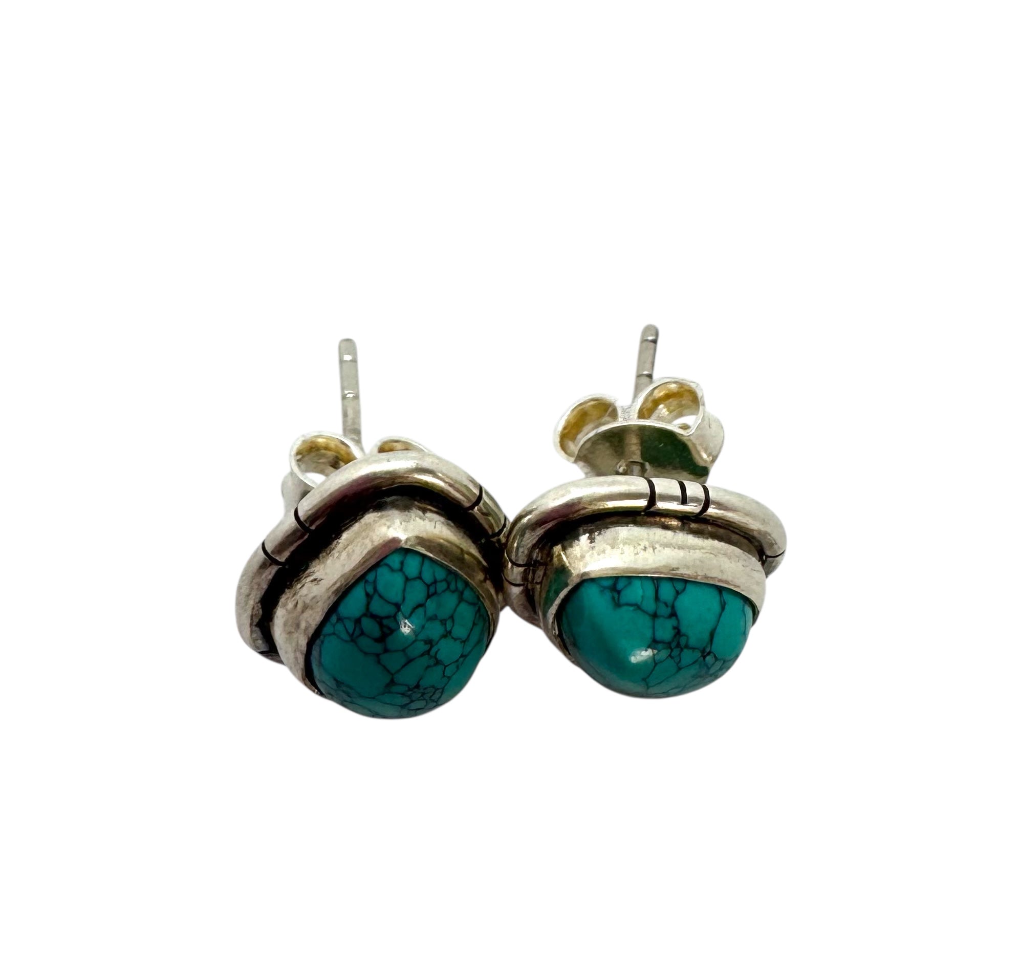 Brincos Cabochão em Forma de Lágrima Turquesa | Prata de Lei