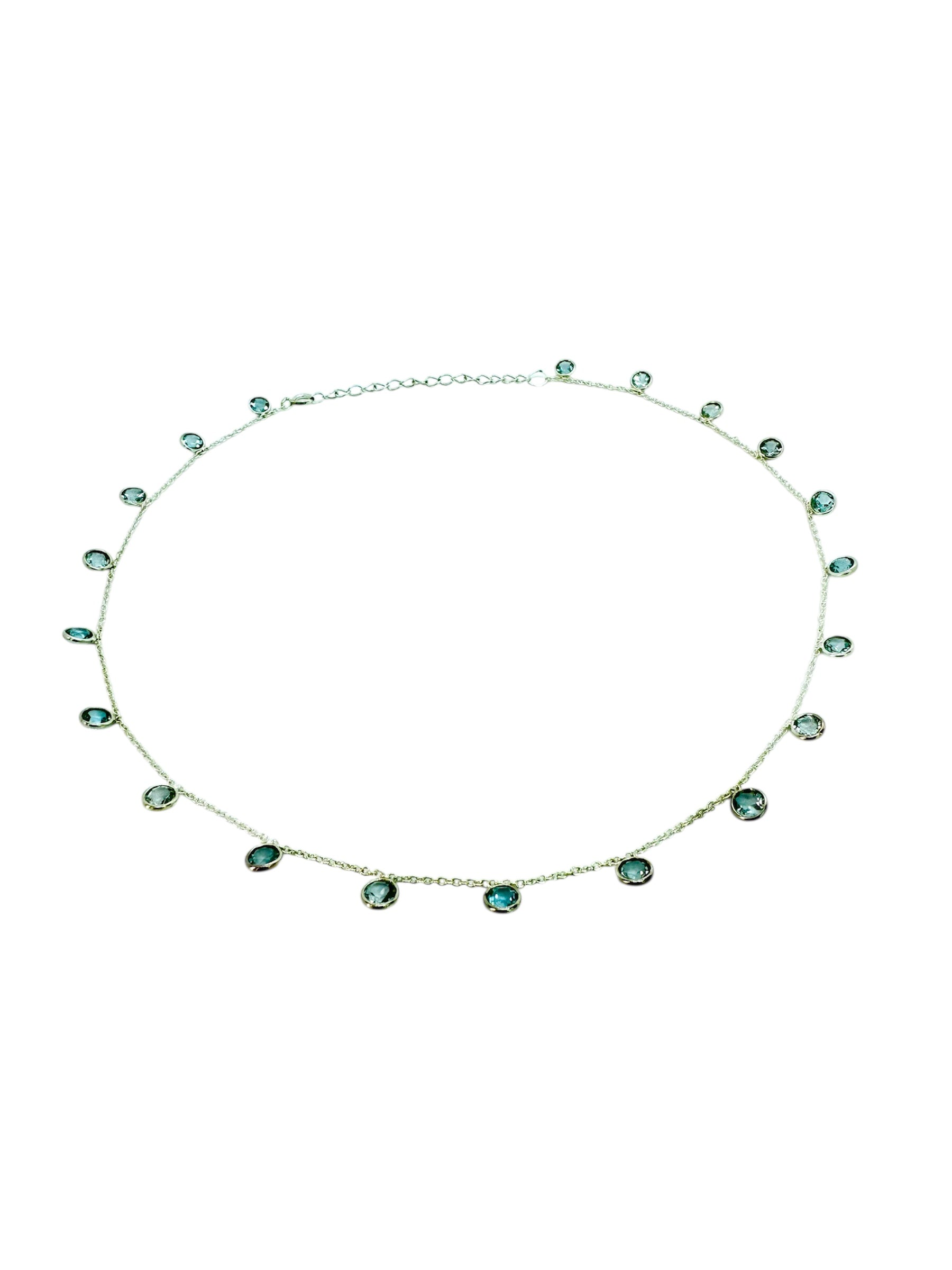 Colar topázio azul com lapidação de diamantes | Prata 925