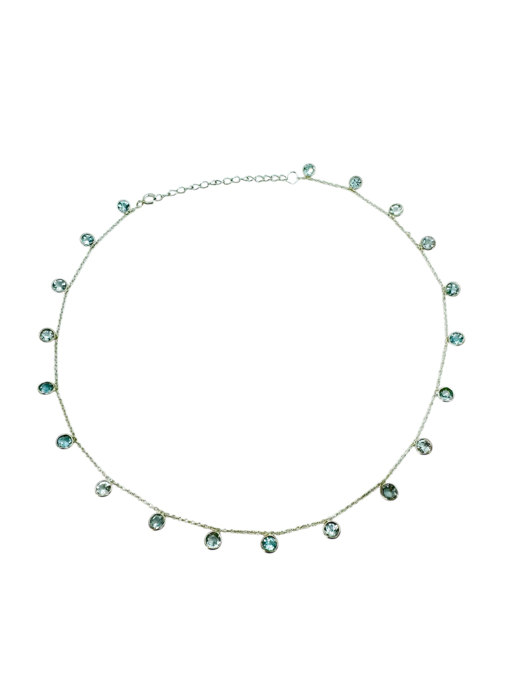Colar topázio azul com lapidação de diamantes | Prata 925